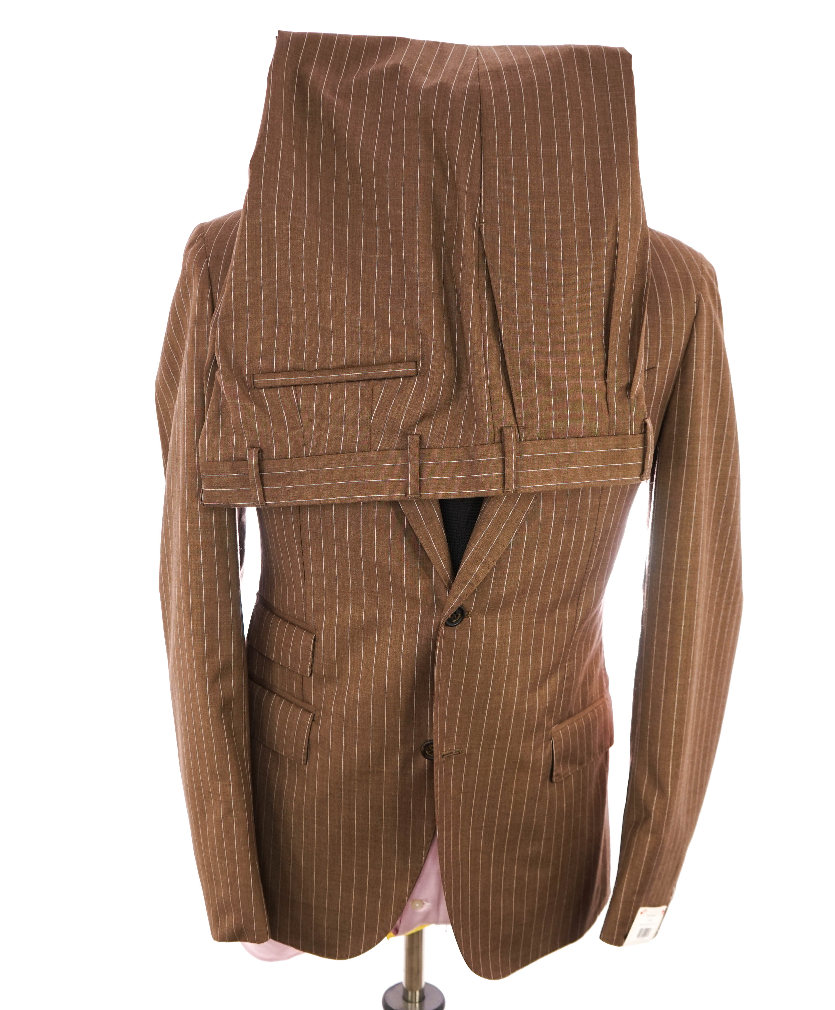 ELEVENTY - Peak Lapel Brown Pencil Stripe Semi-Lined Suit - 40US