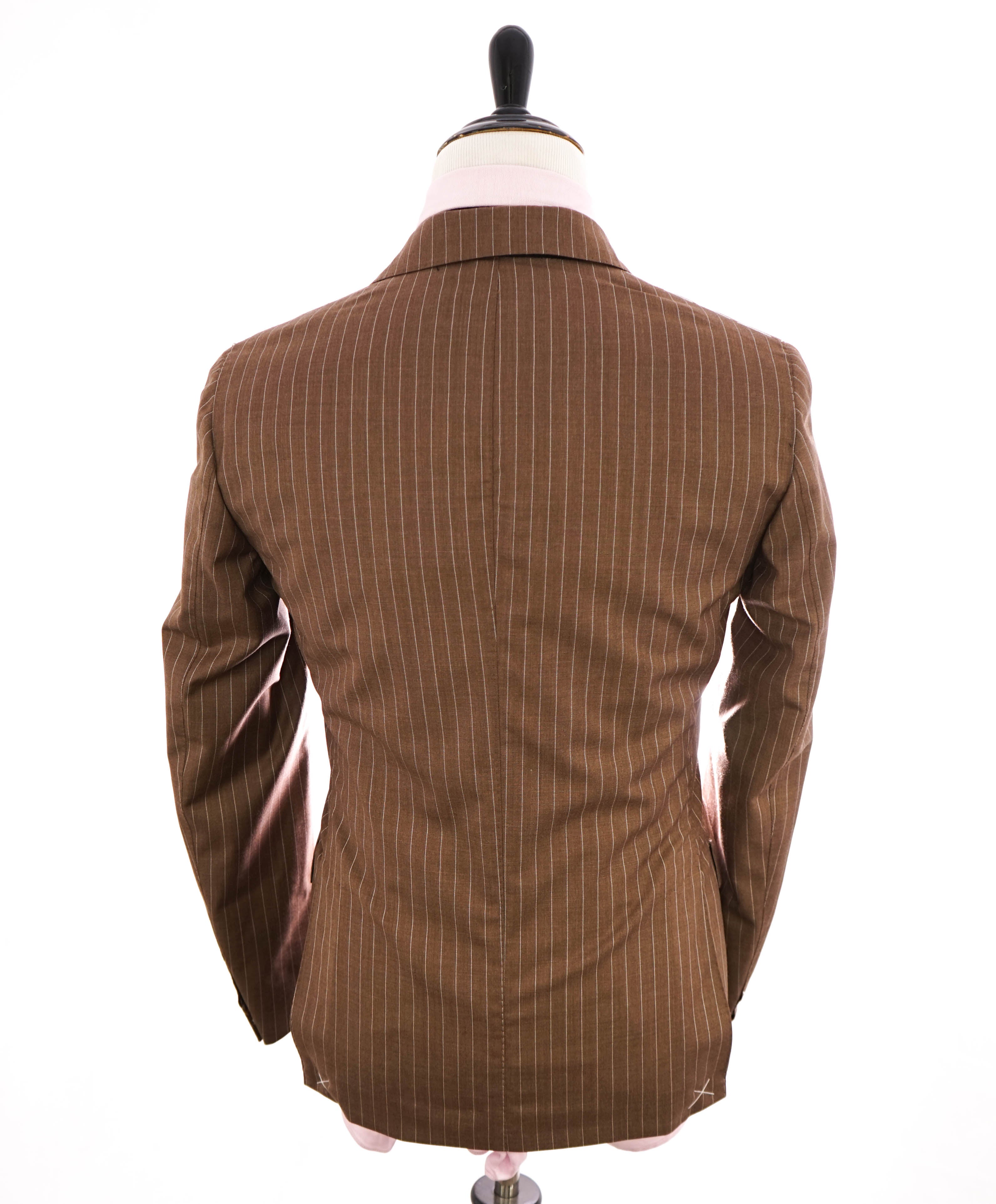 ELEVENTY - Peak Lapel Brown Pencil Stripe Semi-Lined Suit - 40US