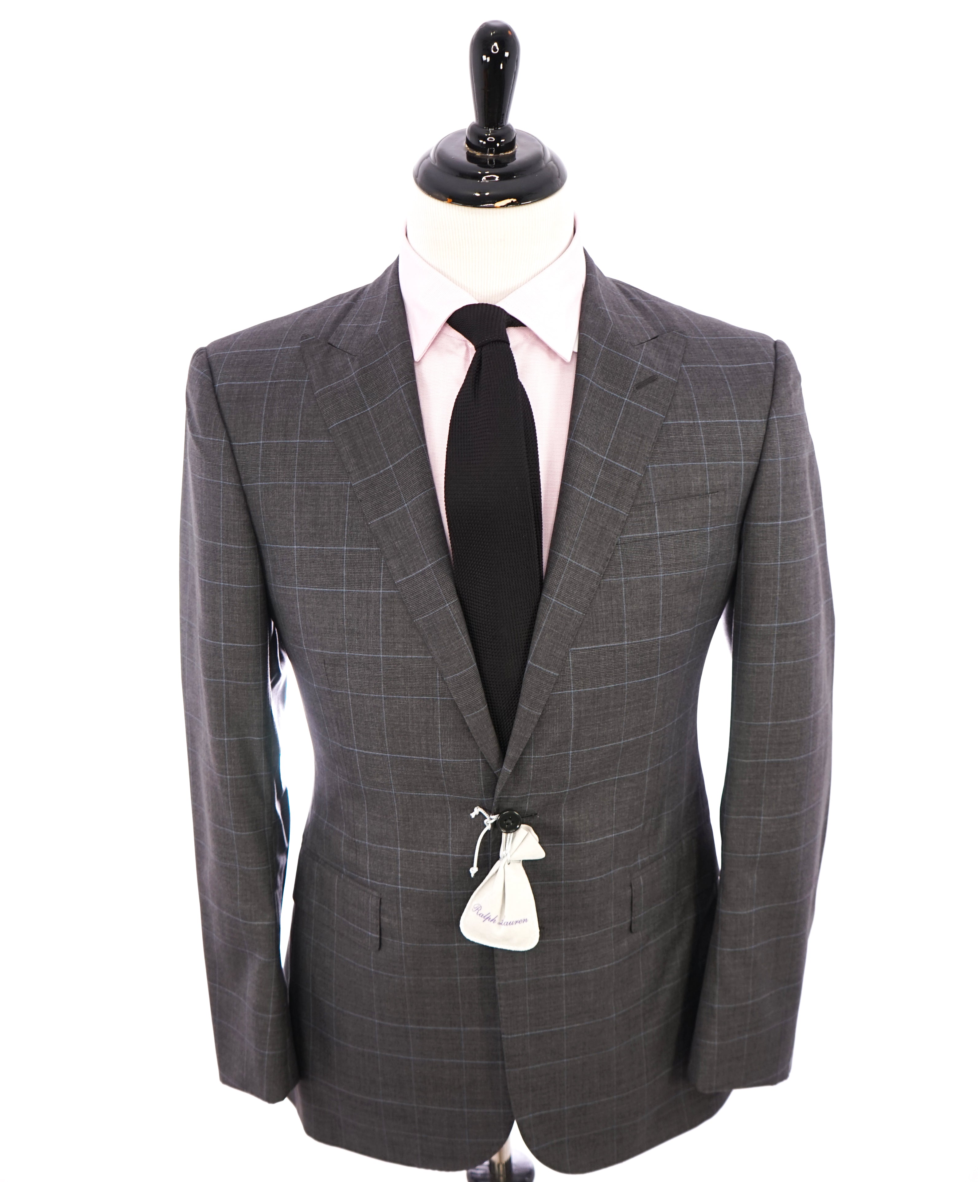 RALPH LAUREN PURPLE LABEL - SILK Gray & Blue GlenPlaid “Anthony” Suit - 40R