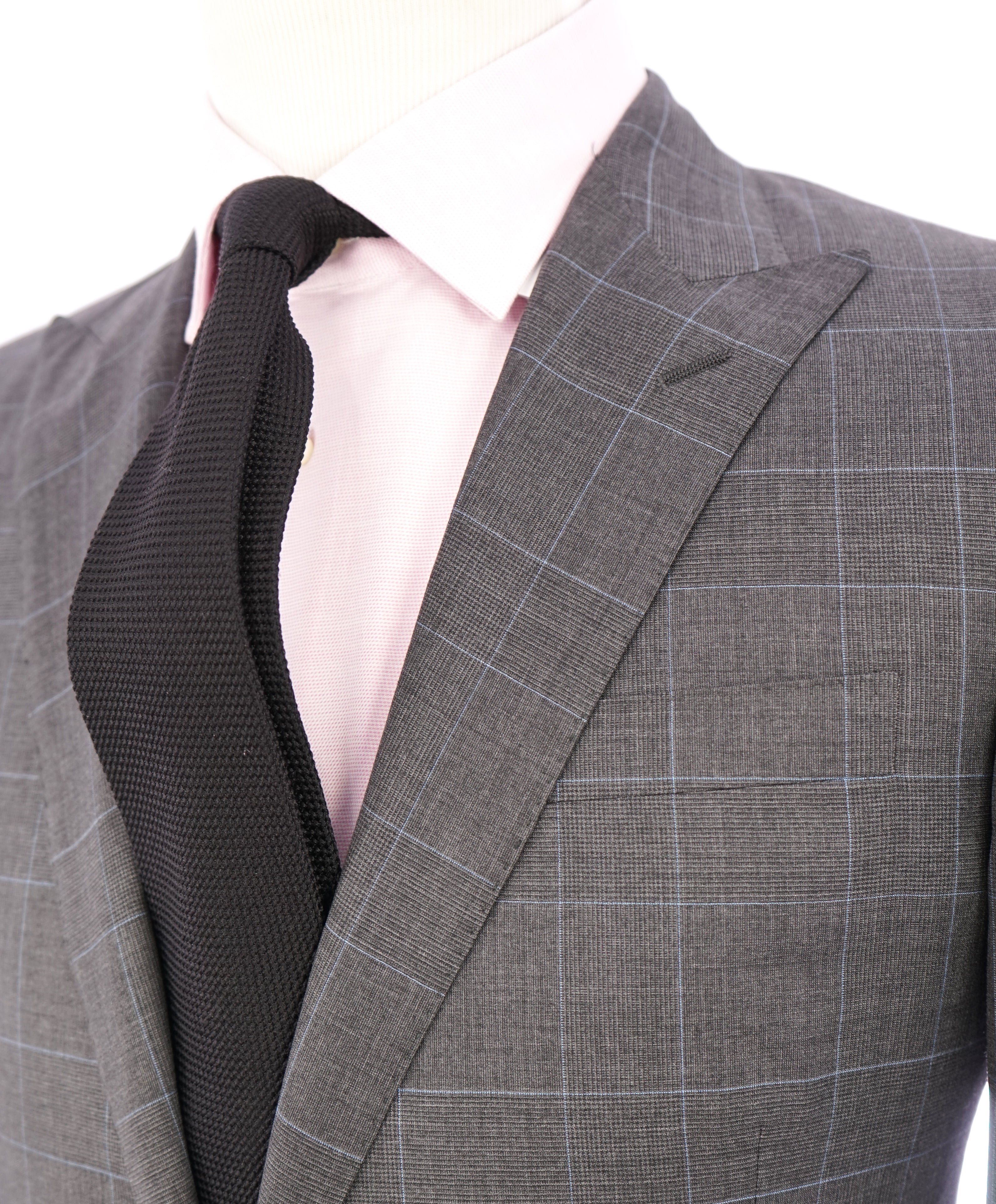 RALPH LAUREN PURPLE LABEL - SILK Gray & Blue GlenPlaid “Anthony” Suit - 40R