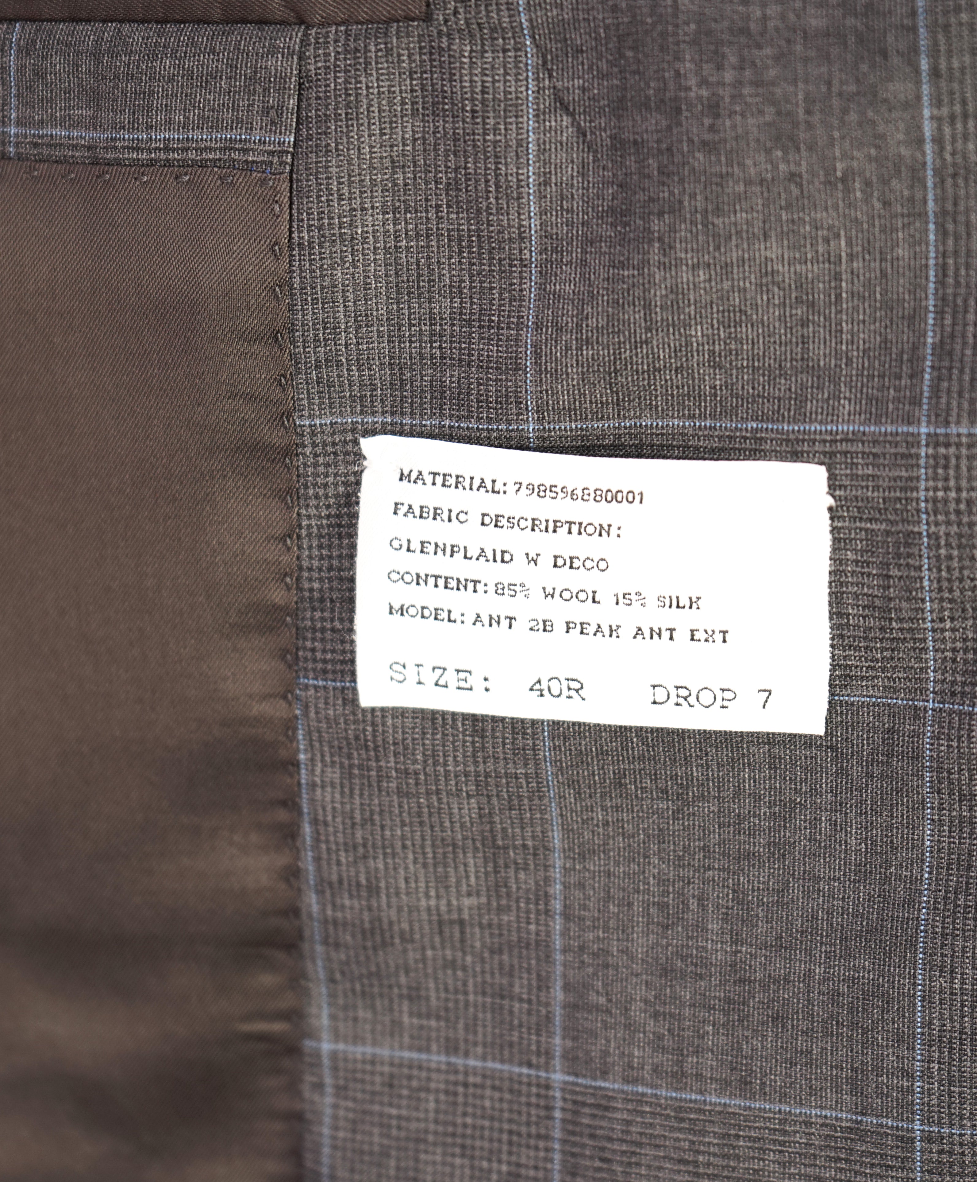 RALPH LAUREN PURPLE LABEL - SILK Gray & Blue GlenPlaid “Anthony” Suit - 40R