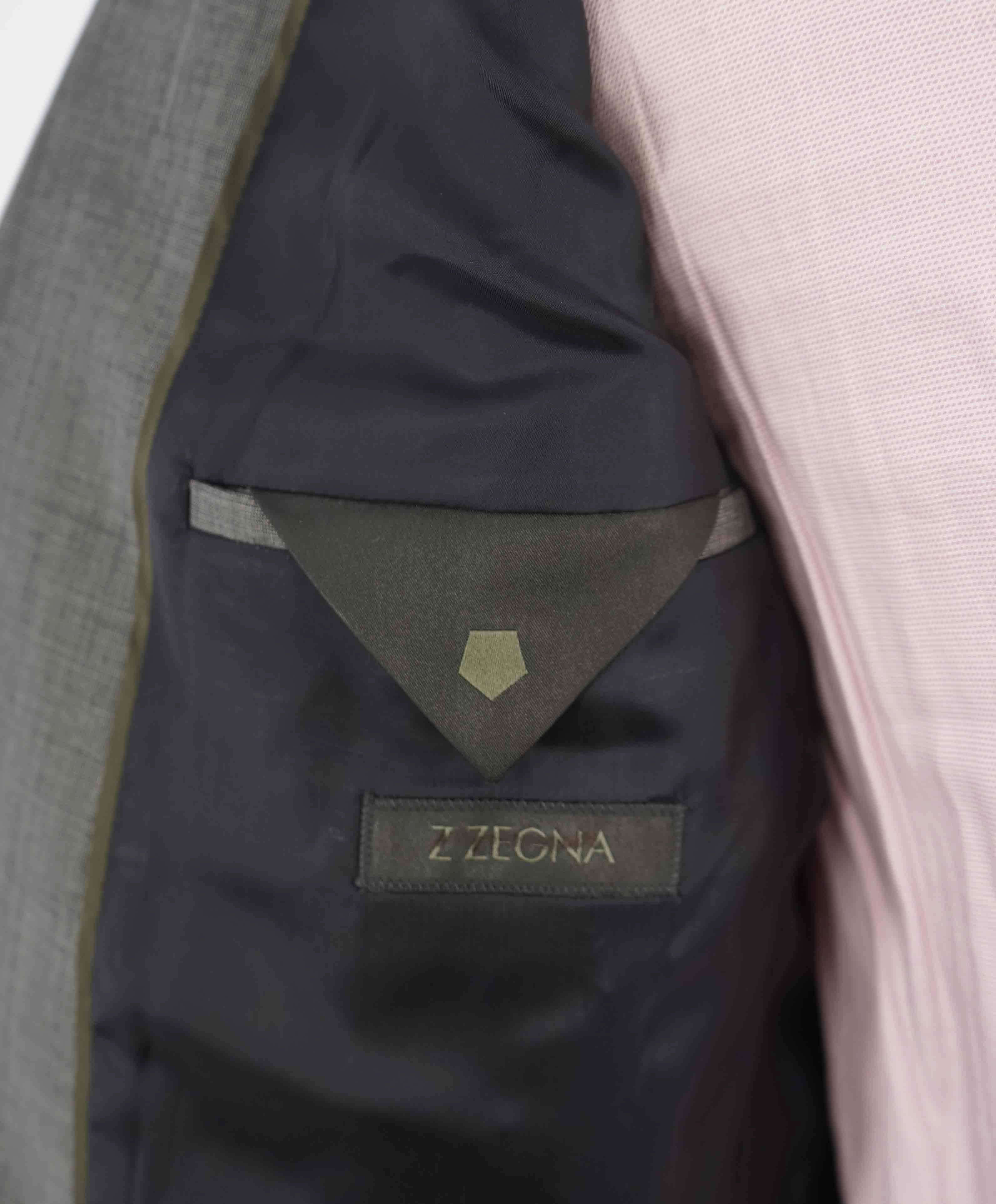 $995 Z ZEGNA - Gray Textured Birdseye Drop 8 PERFORMANCE Blazer - 40L