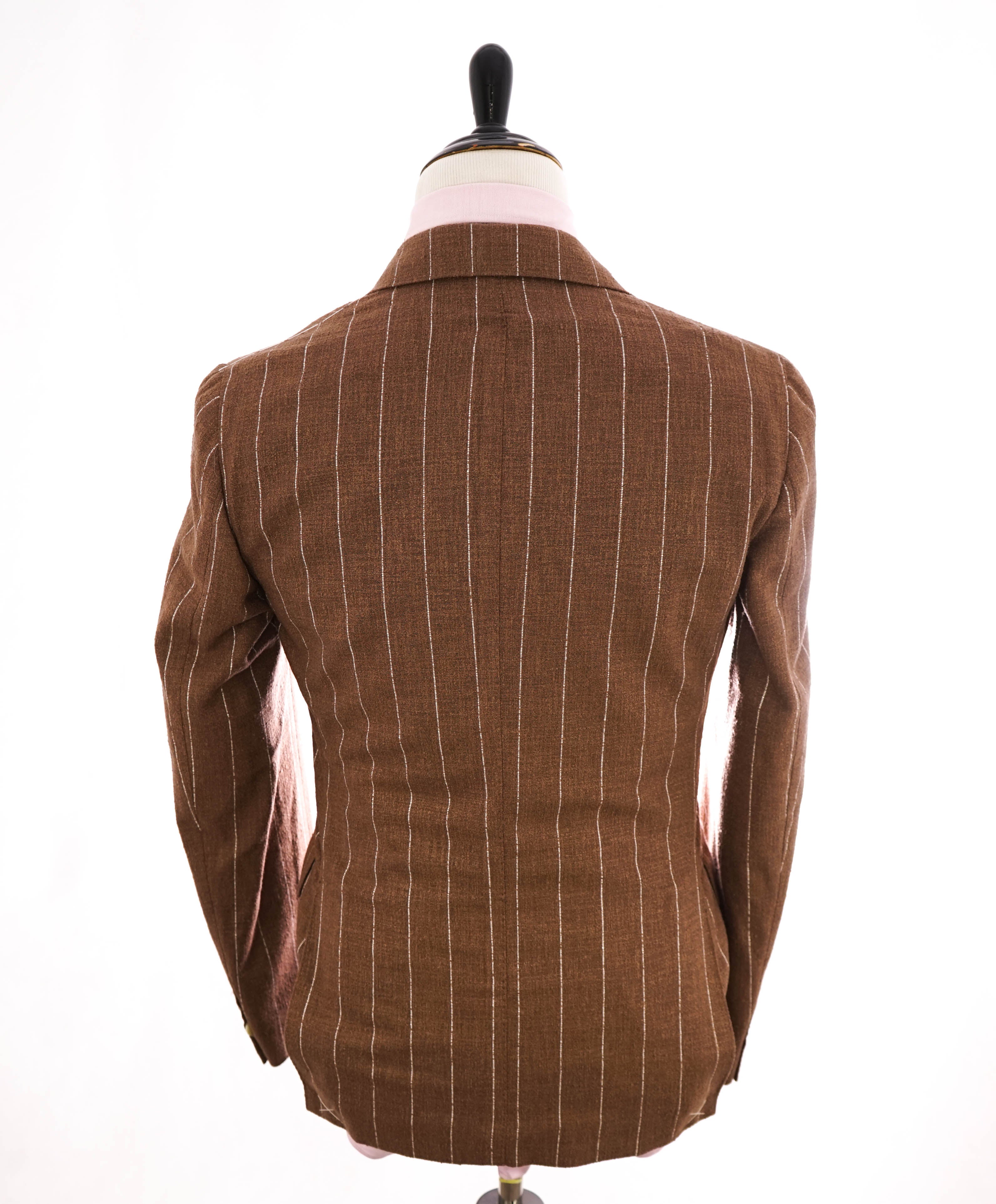 ELEVENTY - *PLATINUM LINE* Brown & Ivory Chalk Stripe LINEN/SILK Suit - 40US