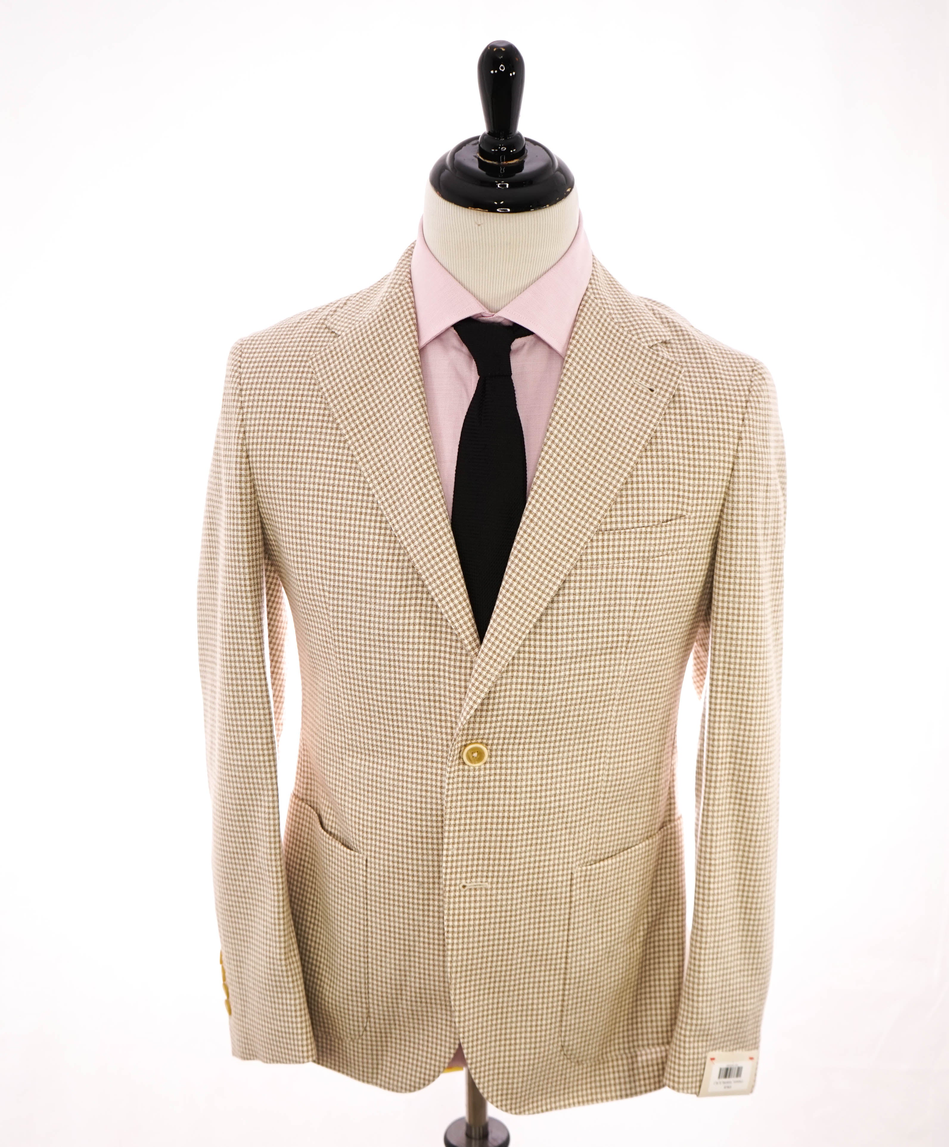 ELEVENTY - Beige & Ivory Gingham Check COTTON Semi-Lined Blazer - 40US