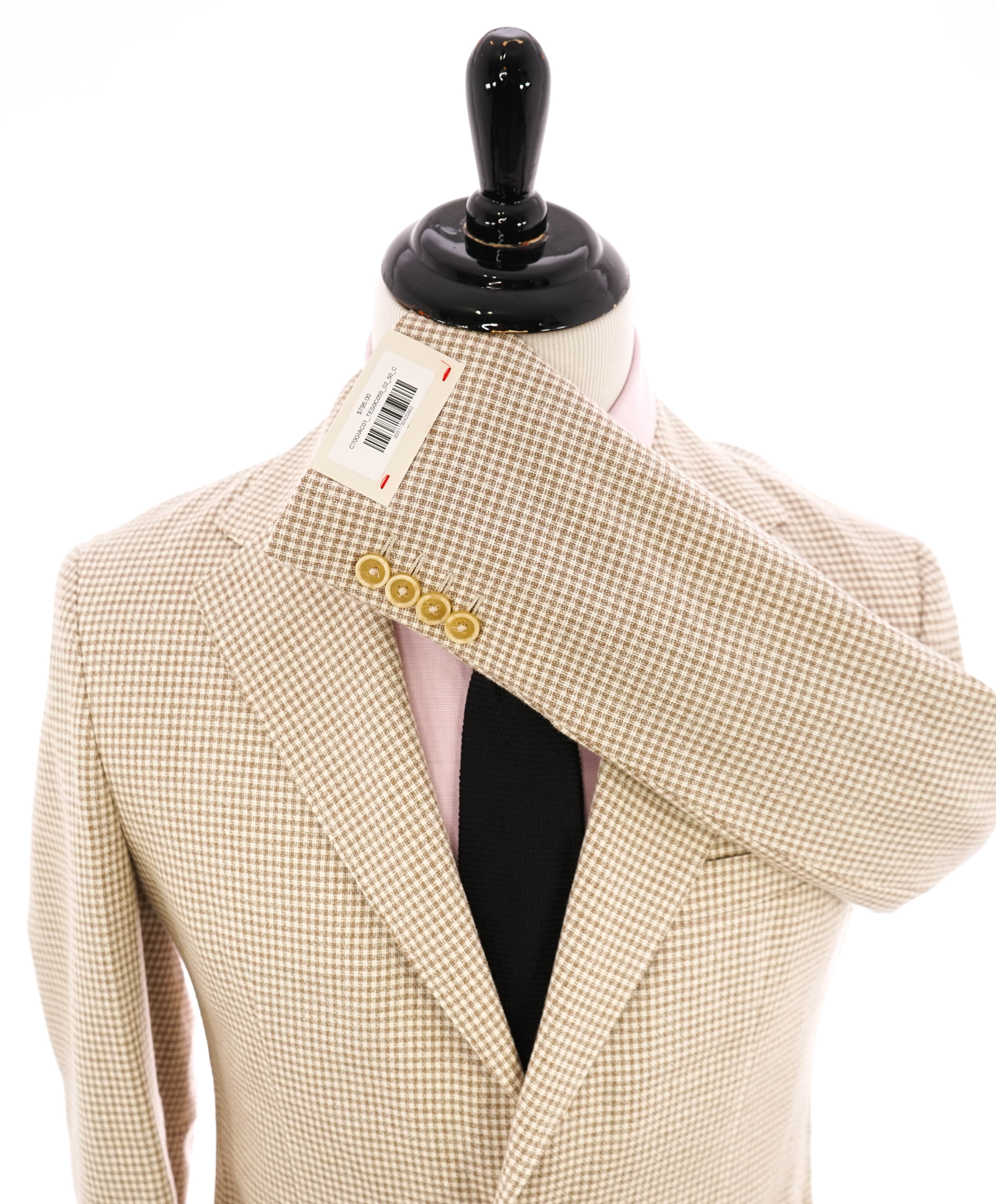 ELEVENTY - Beige & Ivory Gingham Check COTTON Semi-Lined Blazer - 40US