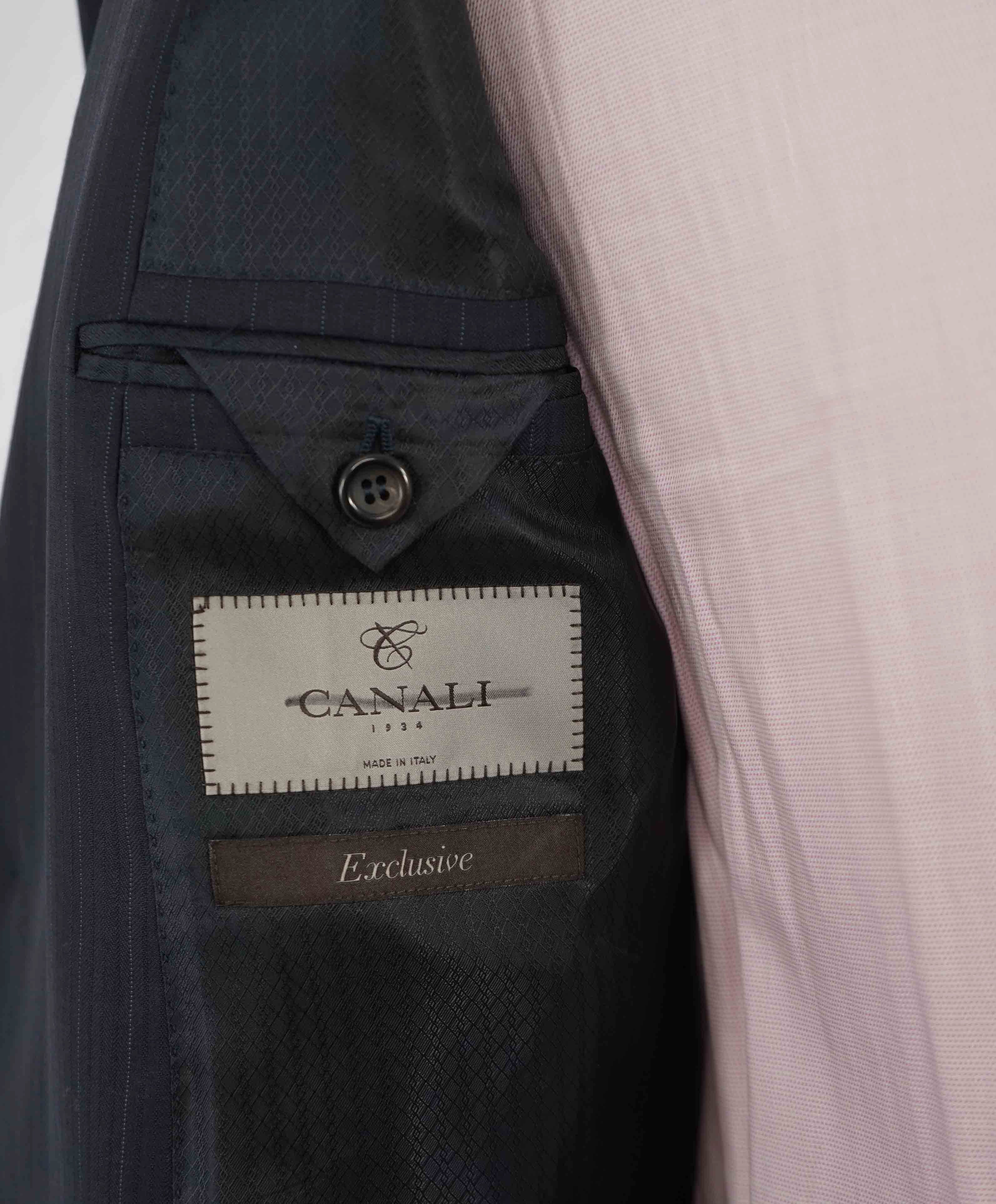 $2,295 CANALI - "EXCLUSIVE Super 150's" Blue Stripe Wool Blazer SU MISURA - 50R