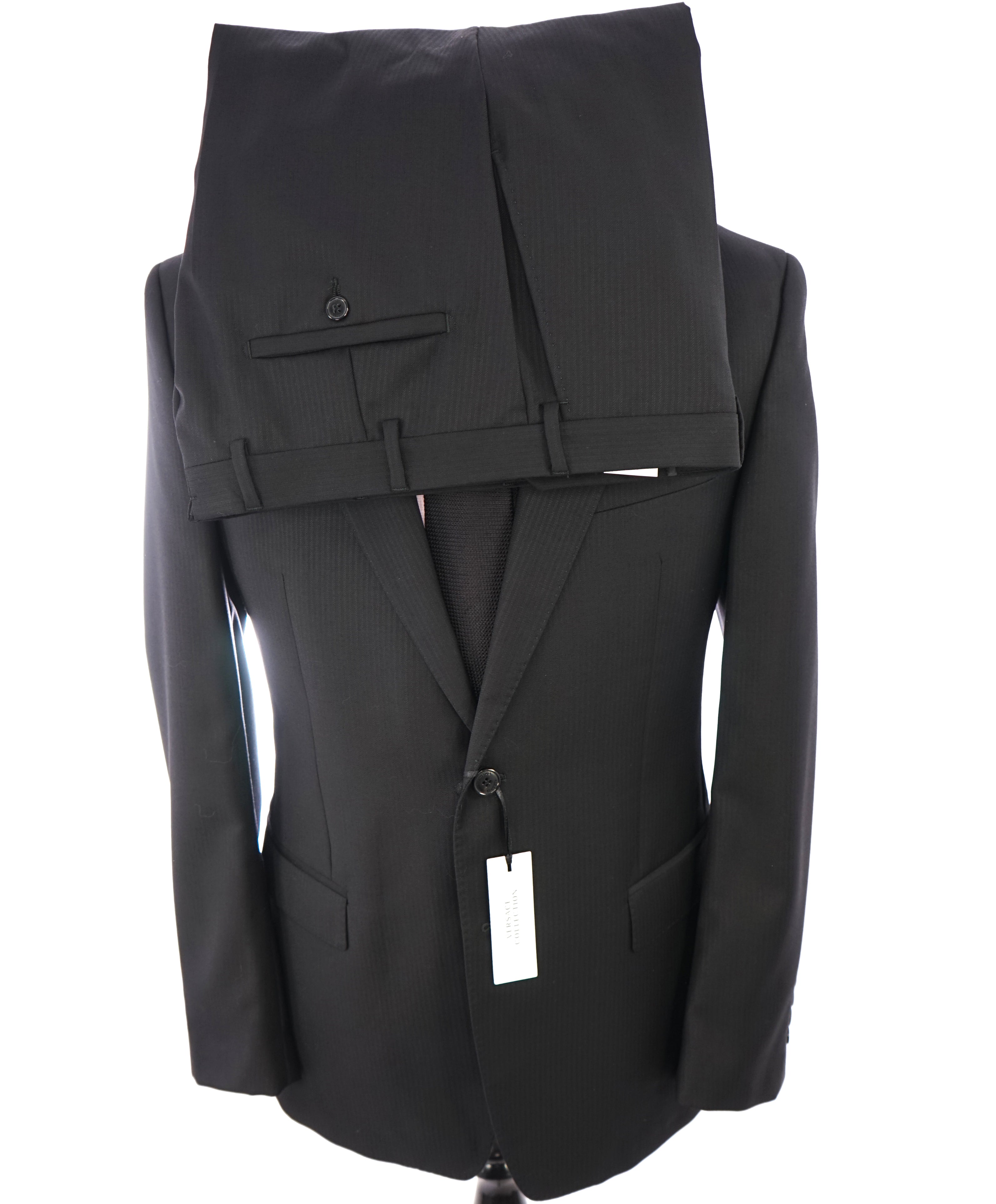 VERSACE COLLECTION - Peak Lapel Tonal Stripe 2-Button Suit - 42L