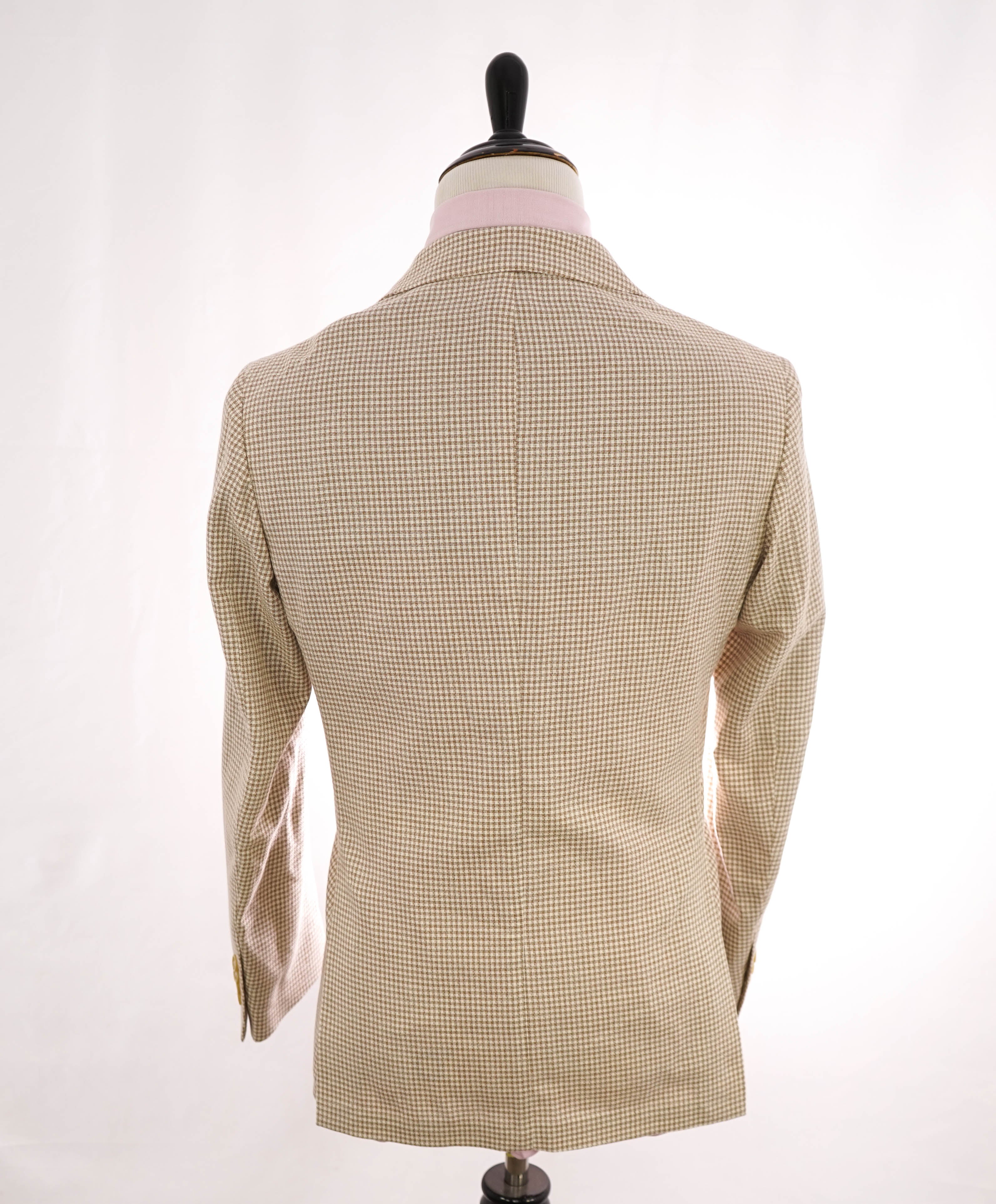 ELEVENTY - Beige & Ivory Gingham Check COTTON Semi-Lined Blazer - 40US