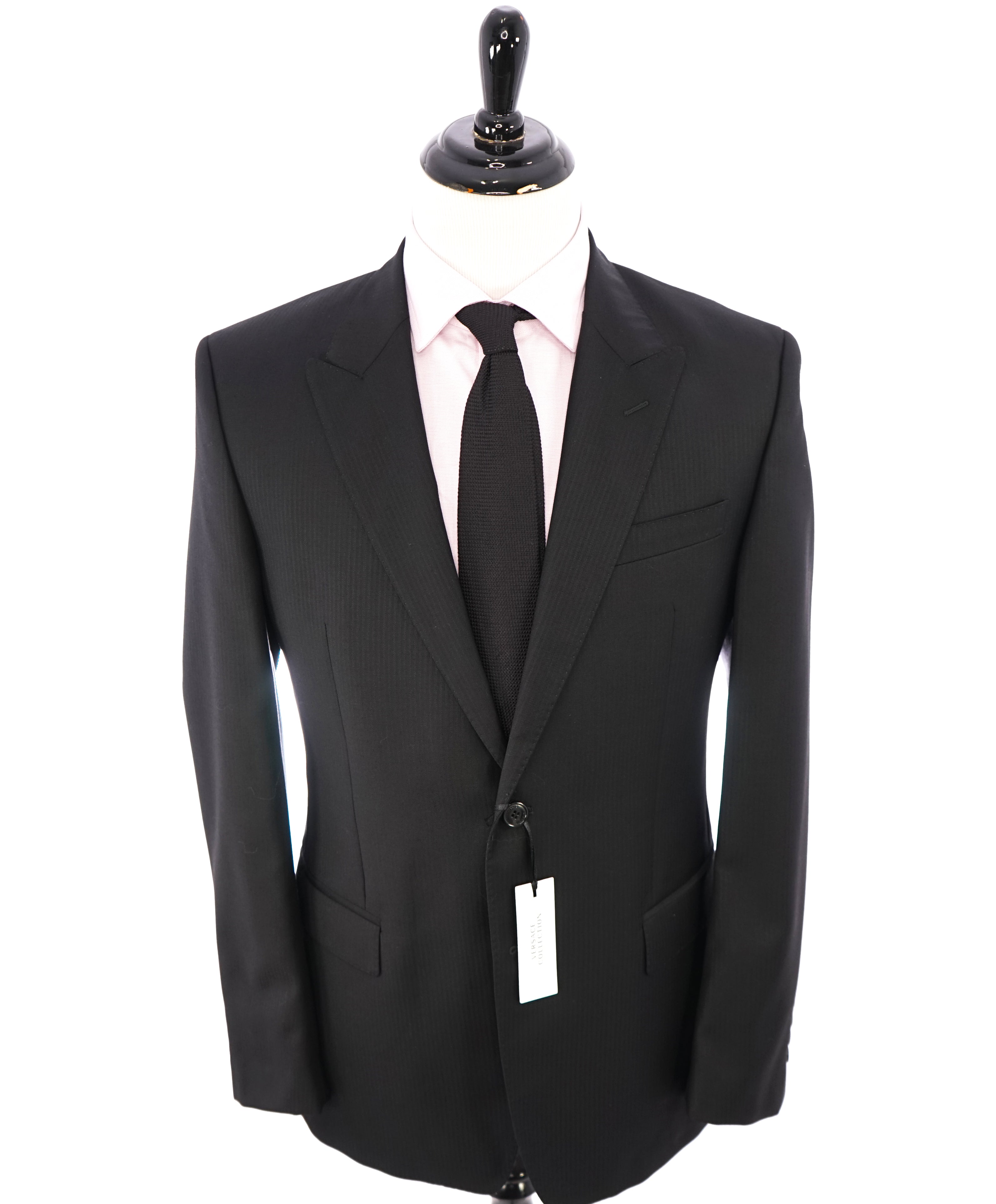 VERSACE COLLECTION - Peak Lapel Tonal Stripe 2-Button Suit - 42L