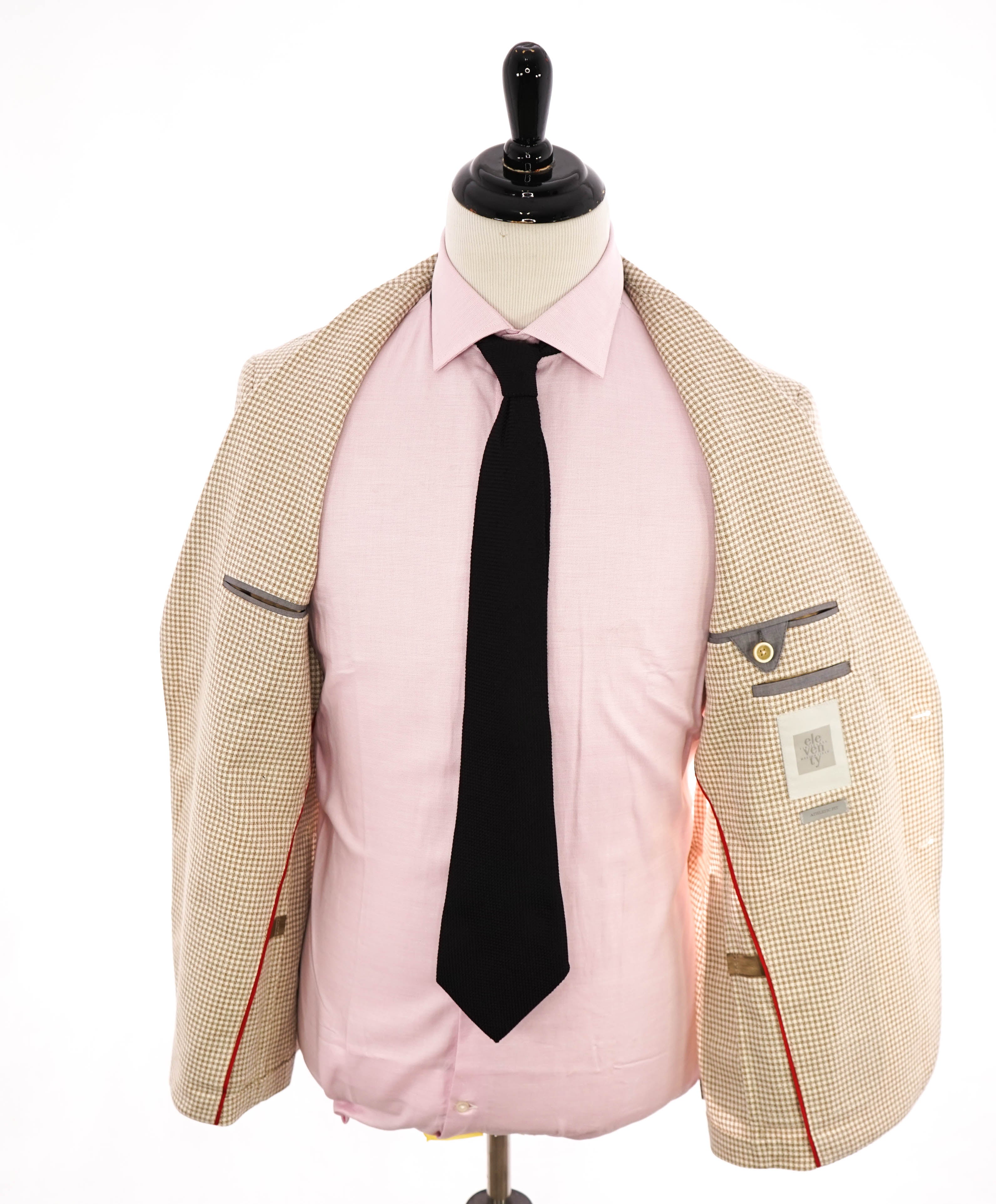 ELEVENTY - Beige & Ivory Gingham Check COTTON Semi-Lined Blazer - 40US