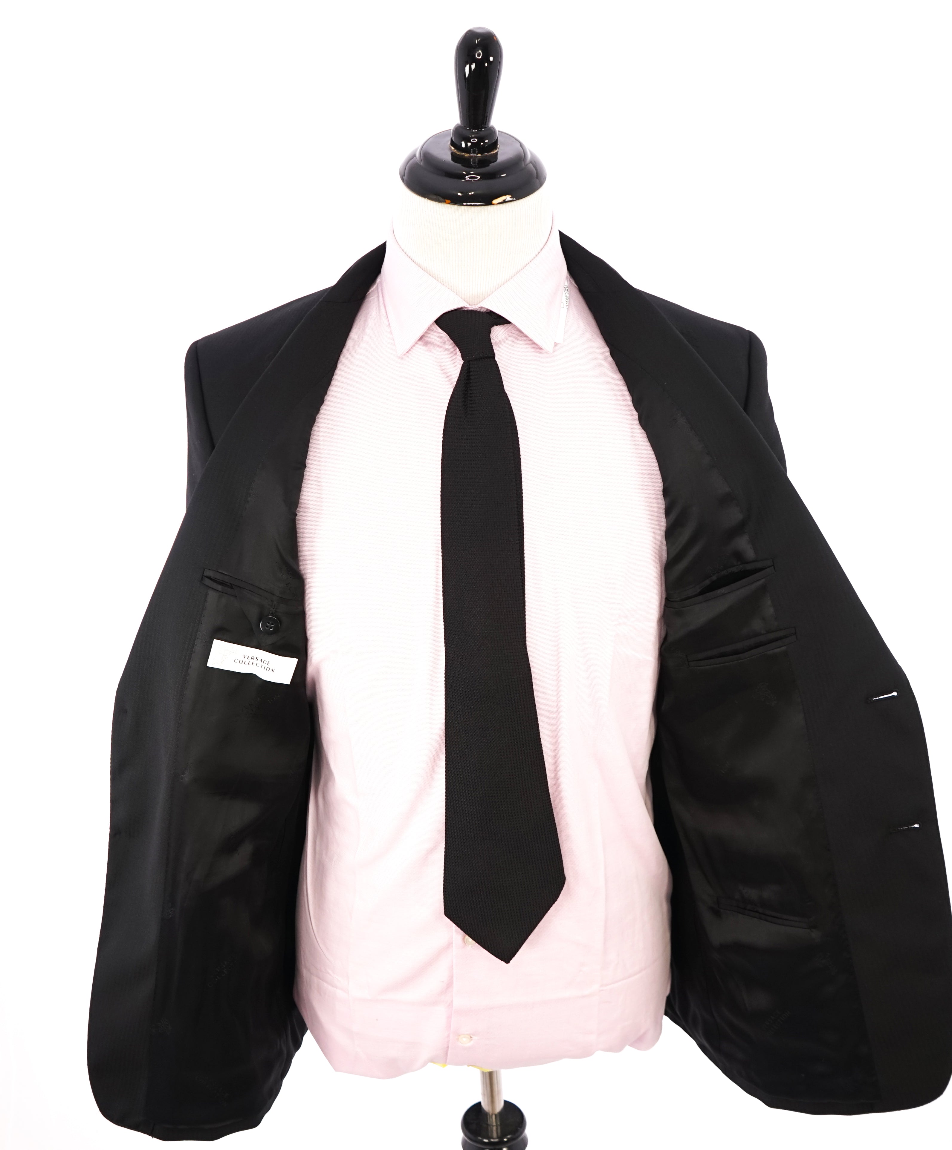 VERSACE COLLECTION - Peak Lapel Tonal Stripe 2-Button Suit - 42L