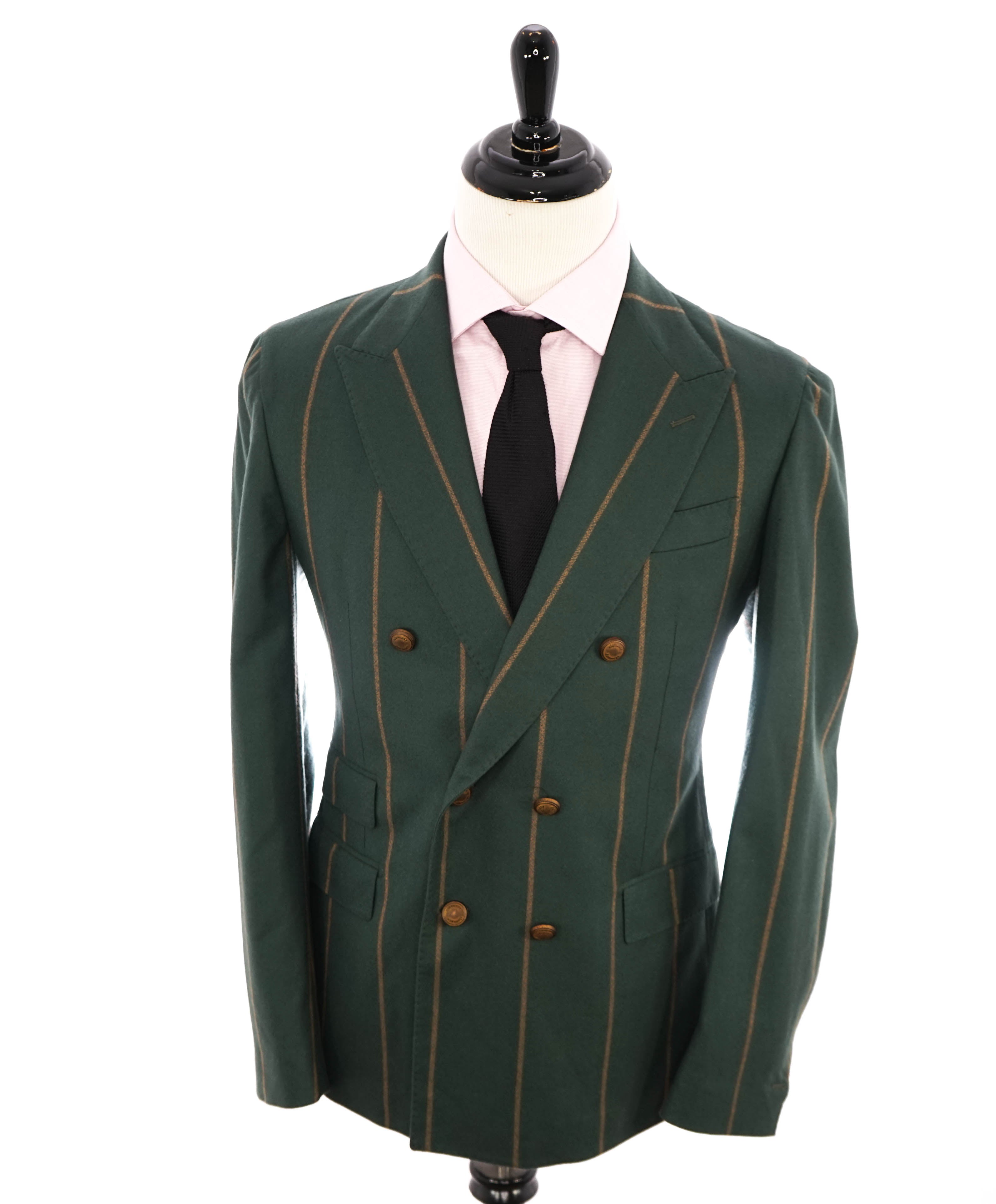 ELEVENTY - Green/Camel Bold Stripe Double Breasted Semi-Lined Blazer - 40 (50 EU)