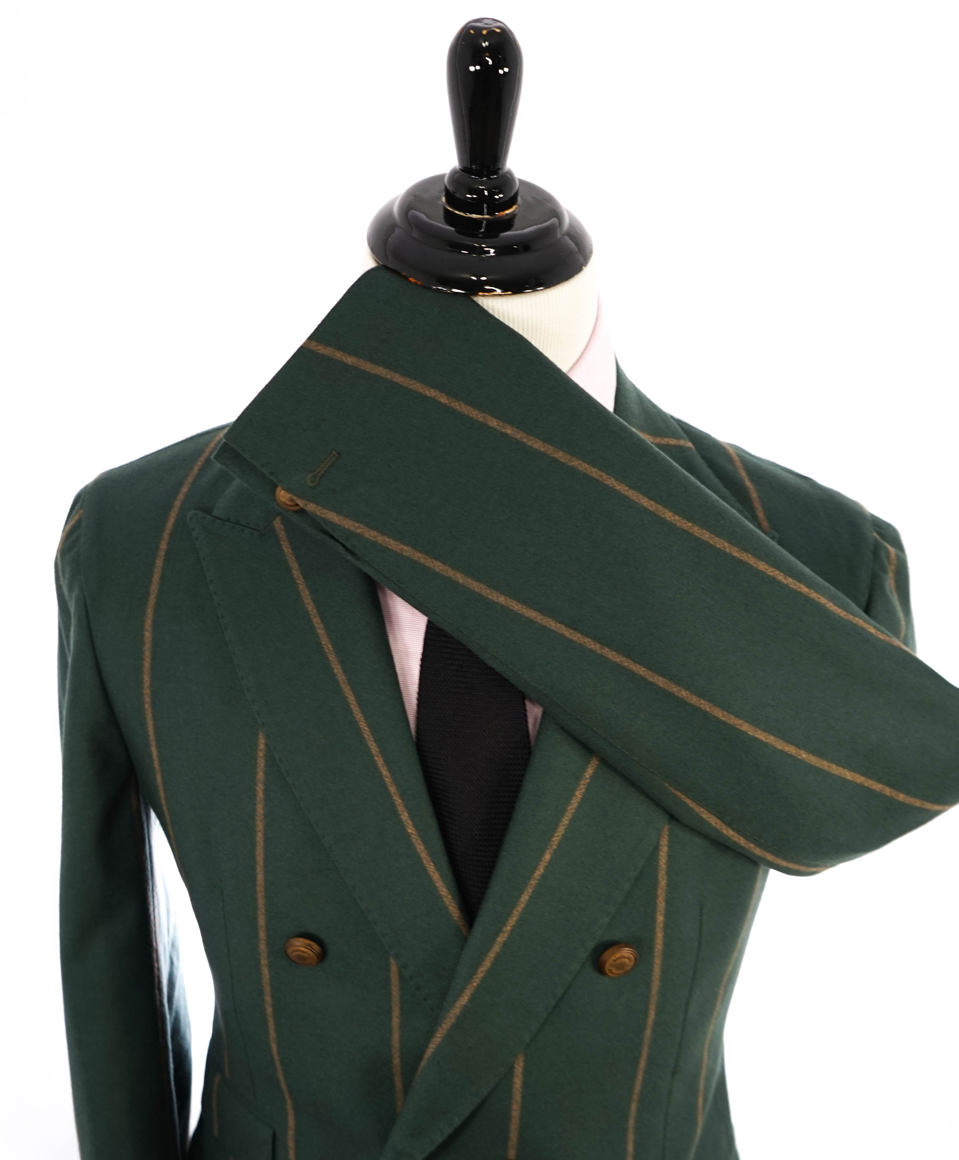 ELEVENTY - Green/Camel Bold Stripe Double Breasted Semi-Lined Blazer - 40 (50 EU)