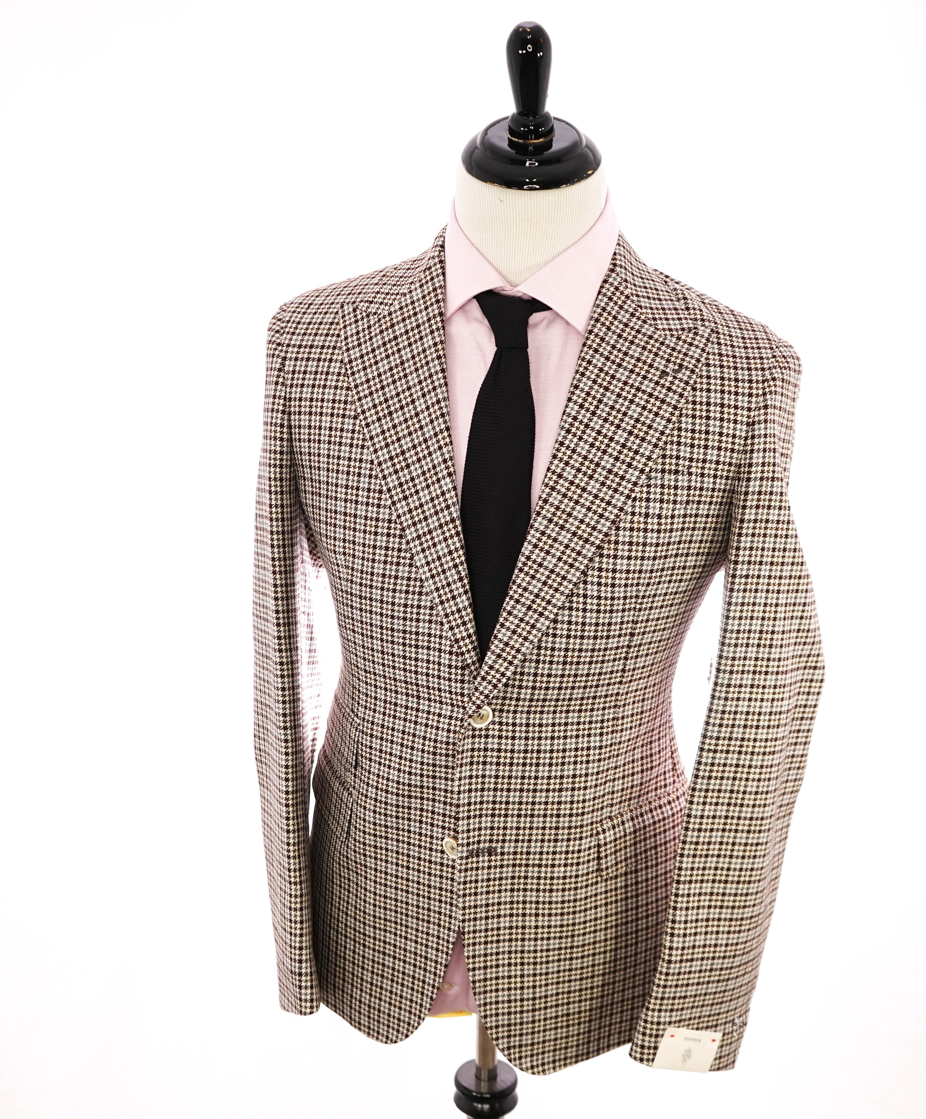 ELEVENTY - *PLATINUM LINE* PURE SILK HOUNDSTOOTH Neutral Blazer - 40 US