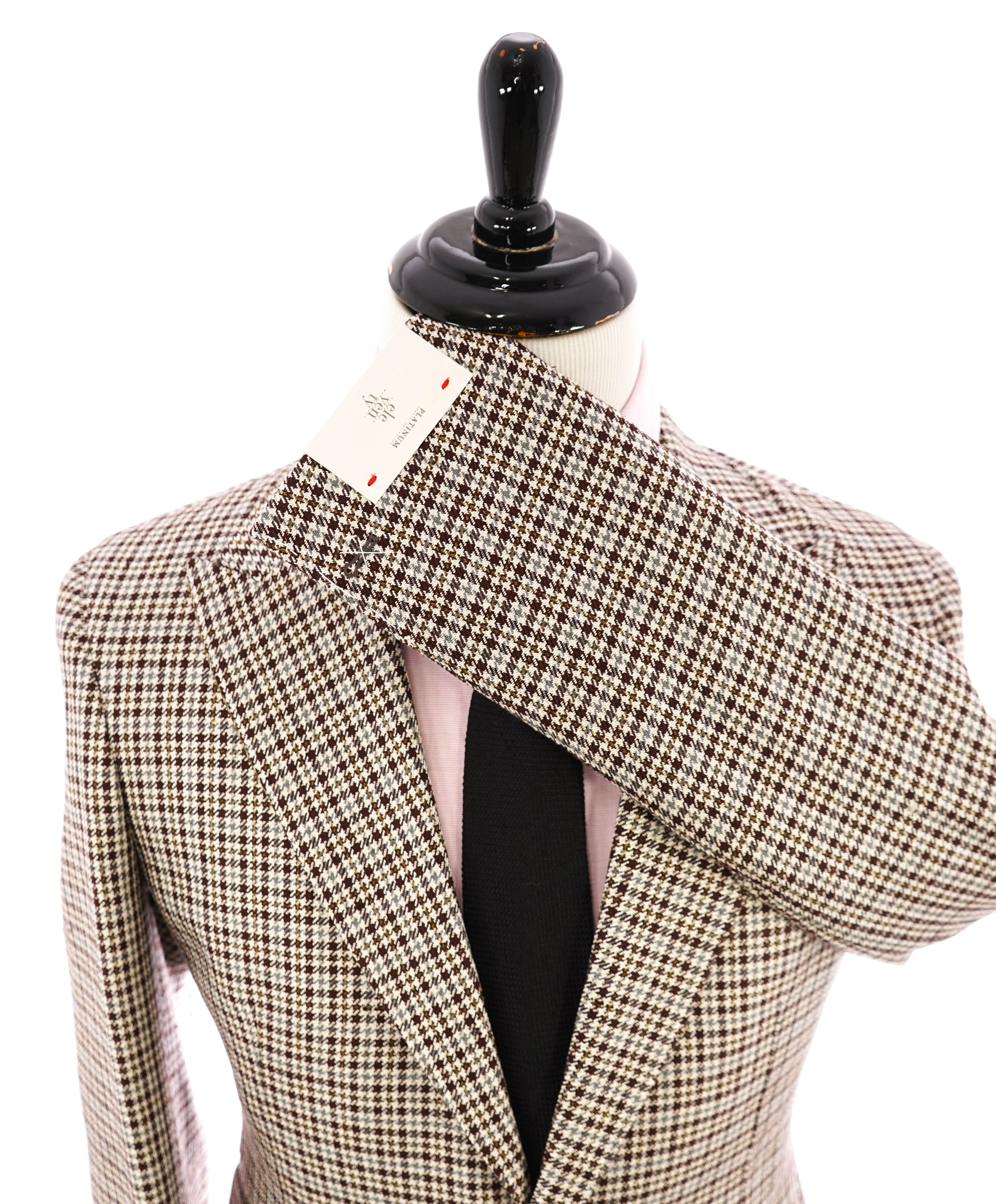 ELEVENTY - *PLATINUM LINE* PURE SILK HOUNDSTOOTH Neutral Blazer - 40 US