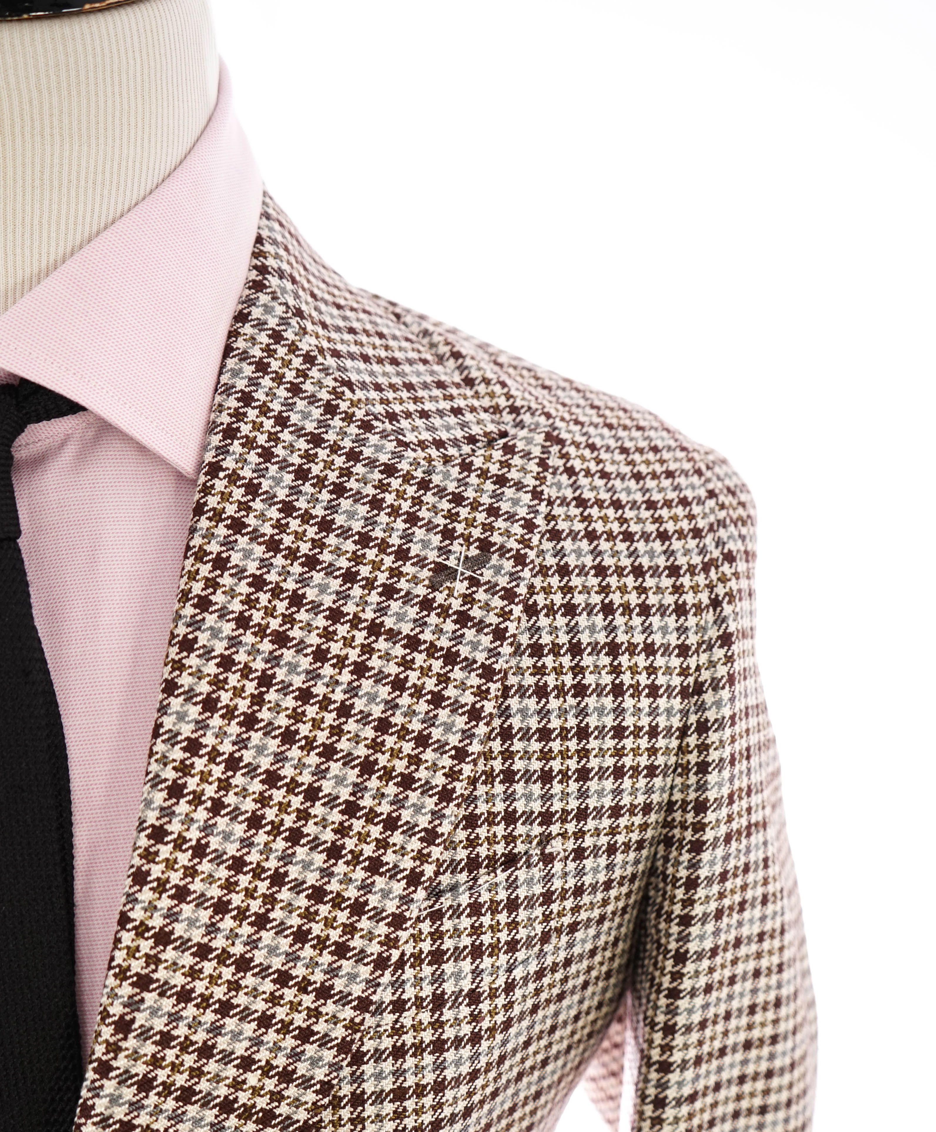 ELEVENTY - *PLATINUM LINE* PURE SILK HOUNDSTOOTH Neutral Blazer - 40 US