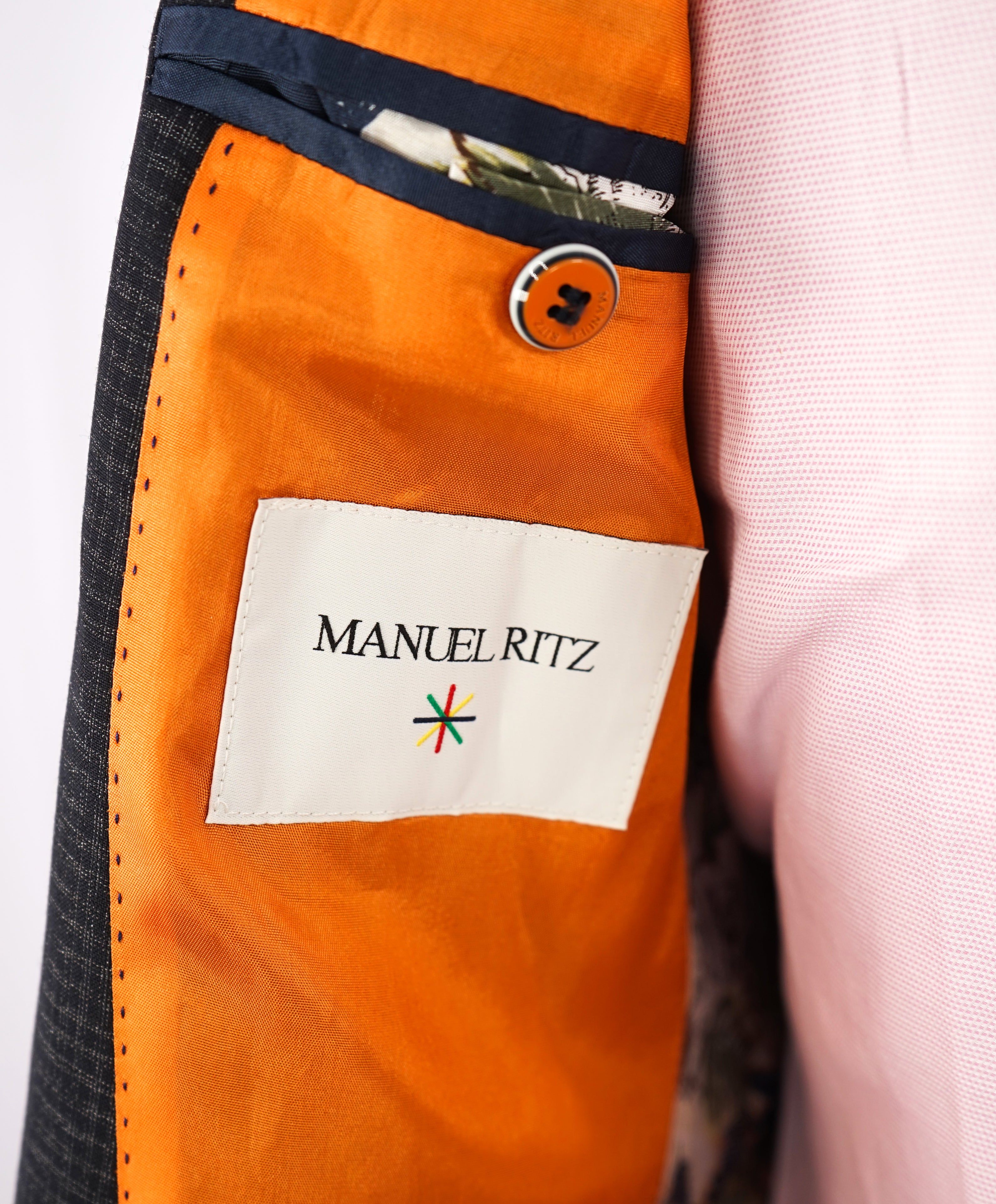 MANUEL RITZ - "SILK Blend" MultiColor Check Suit Premium Bright Details - 38S