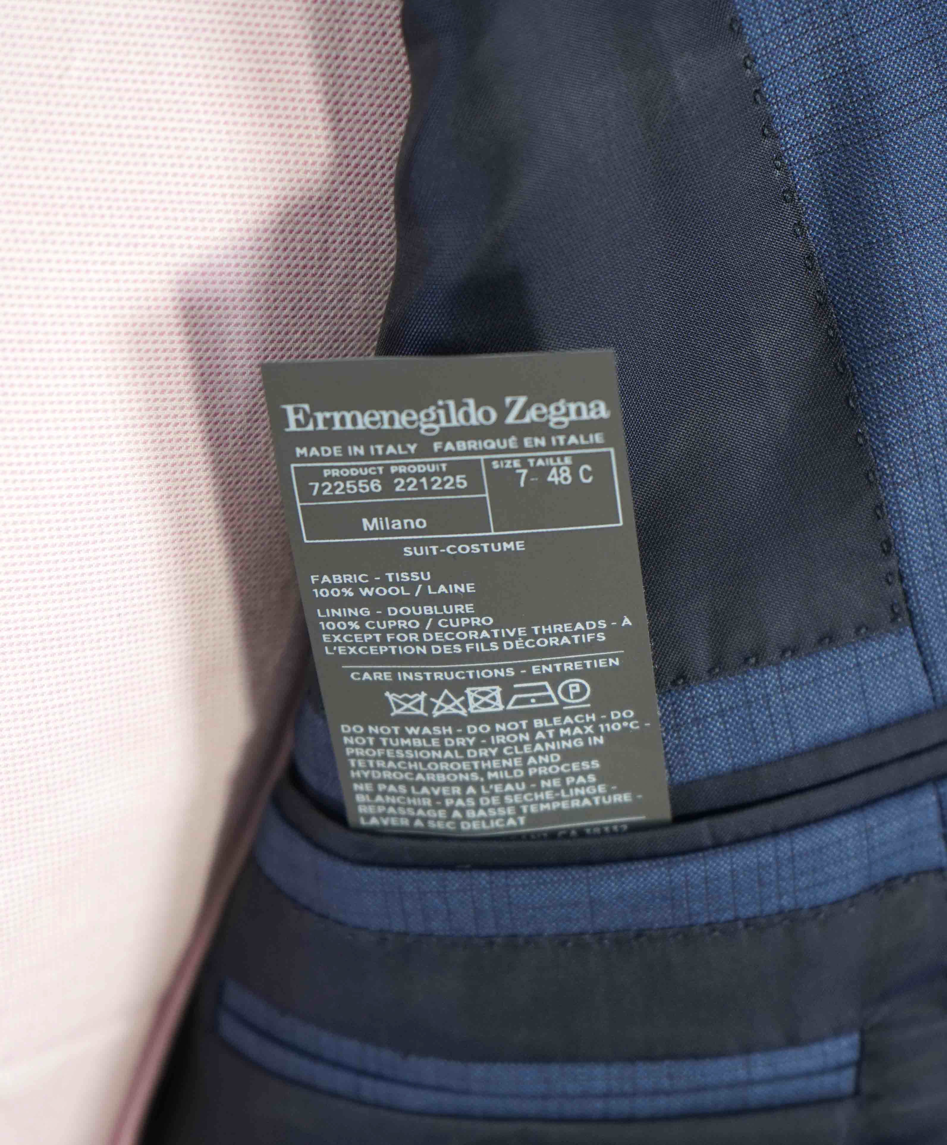 $2,695 ERMENEGILDO ZEGNA - Medium Blue Check “15 MIL MIL 15” Blazer - 38S