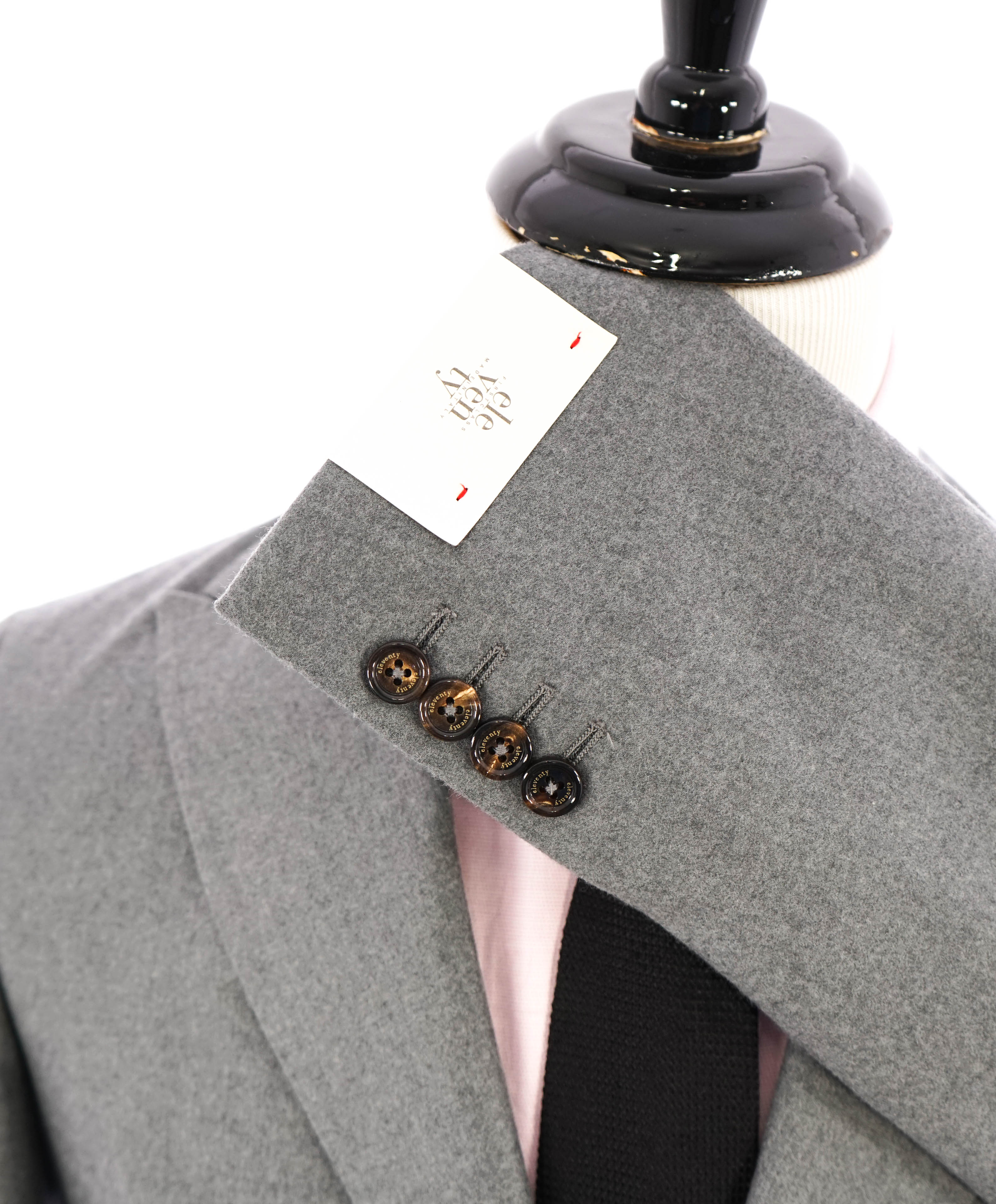 $1,695 ELEVENTY - Gray Flannel Pure Wool PEAK LAPEL Suit - 40 US (50EU)