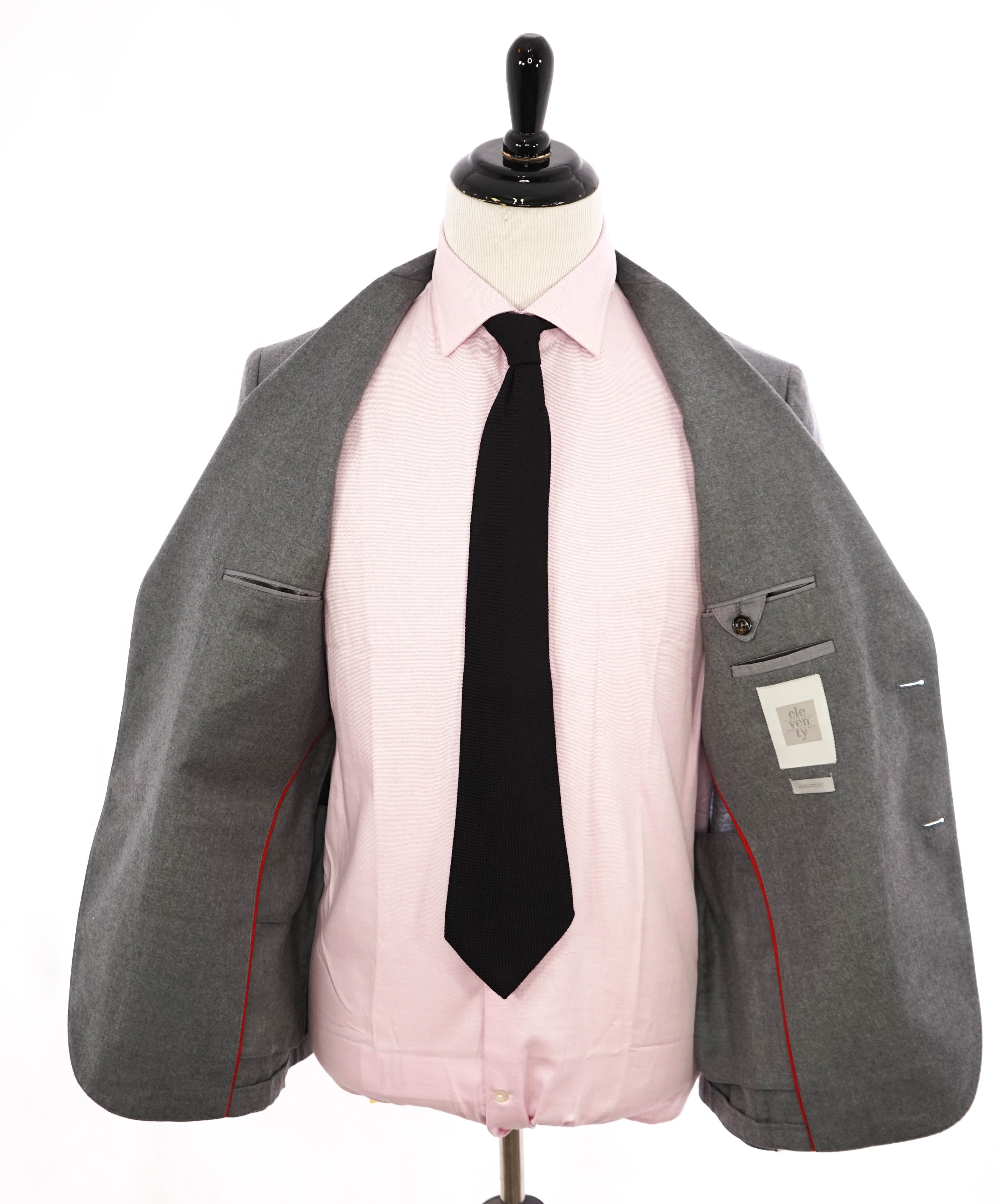 $1,695 ELEVENTY - Gray Flannel Pure Wool PEAK LAPEL Suit - 40 US (50EU)