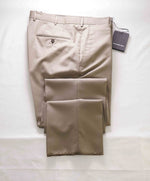 $695 ERMENEGILDO ZEGNA -Wool "Beige" Flat Front Dress Pants- 32W (48EU)