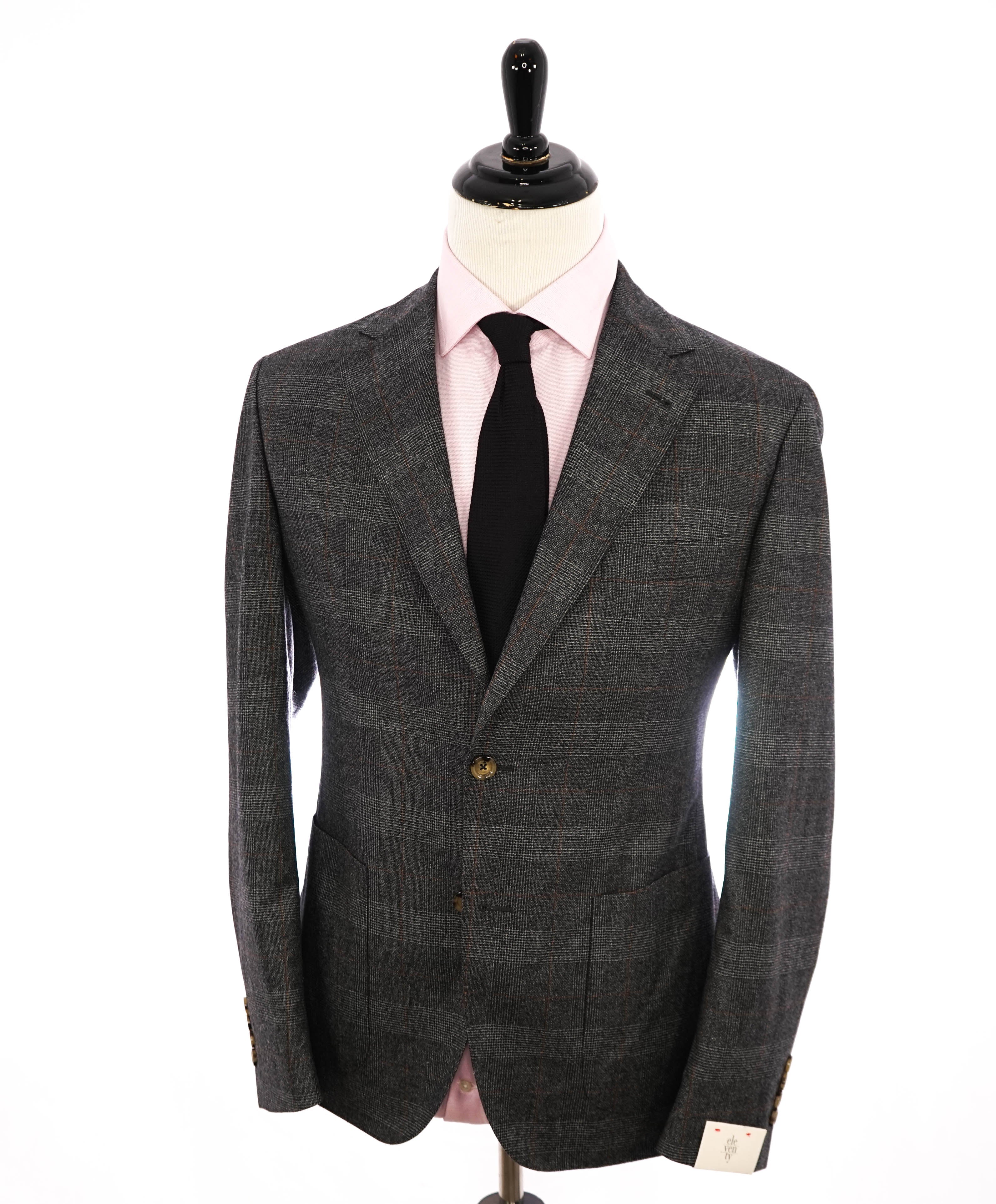 $1,995 ELEVENTY - Prince of Wales Check Gray & Subtle Brown Suit - 42 (52 EU)