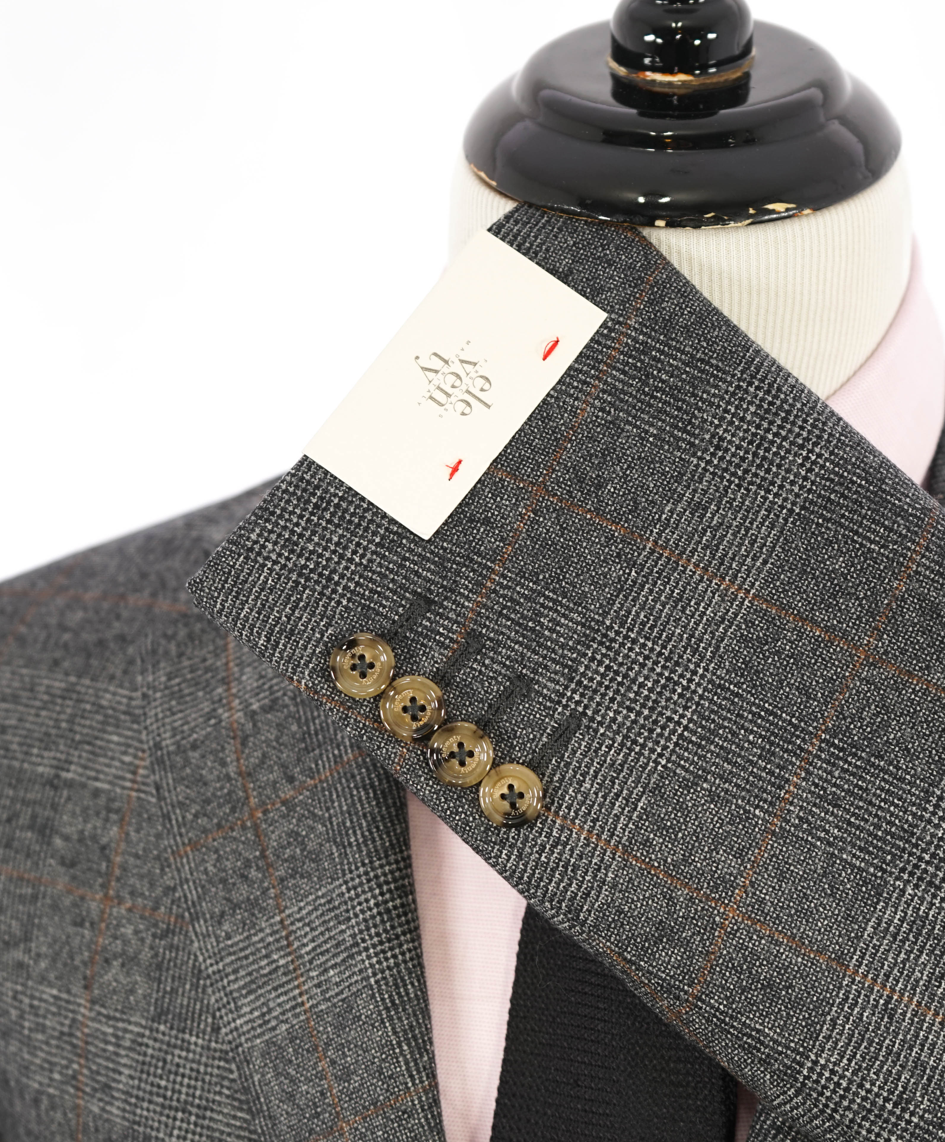 $1,995 ELEVENTY - Prince of Wales Check Gray & Subtle Brown Suit - 42 (52 EU)