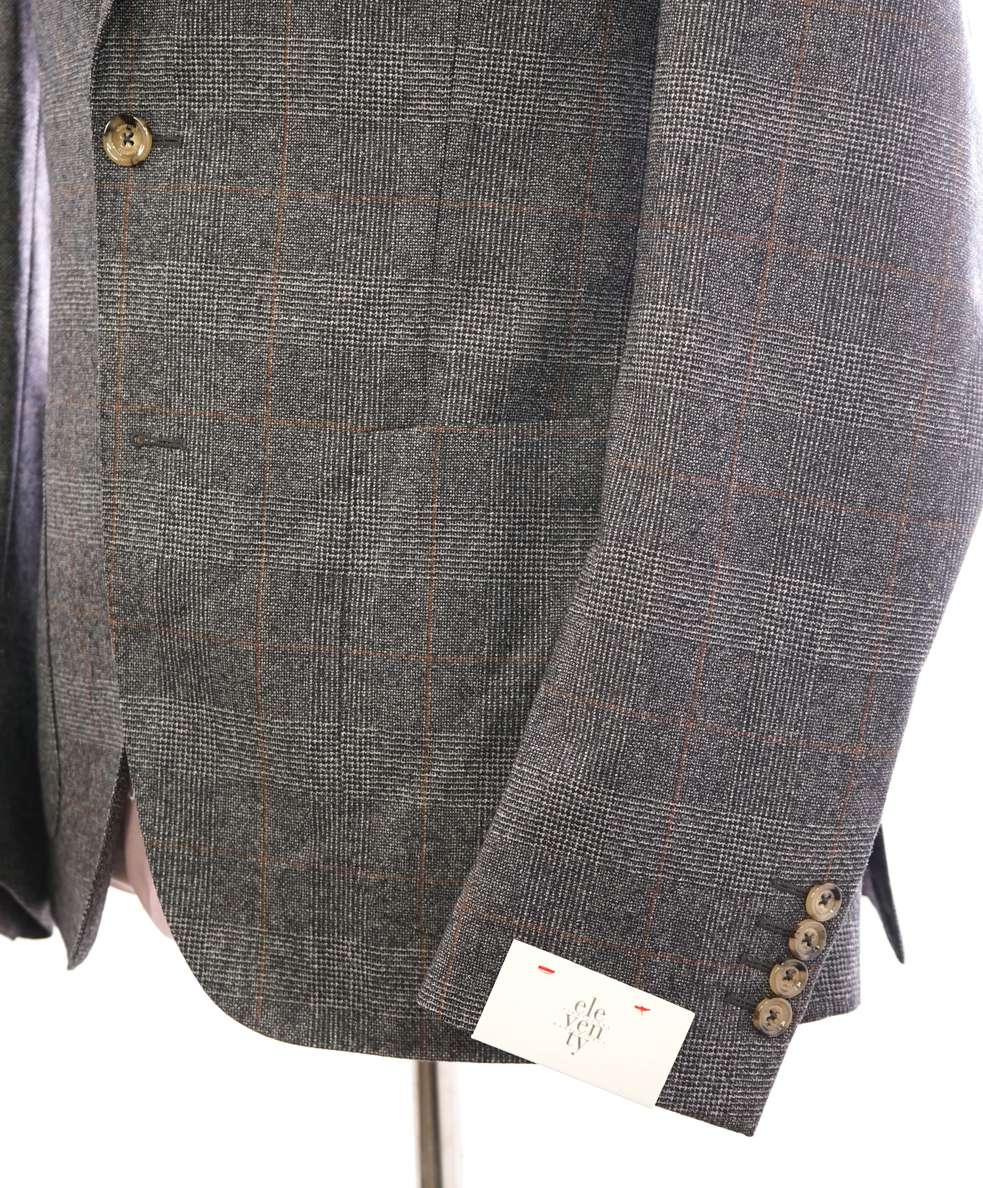 $1,995 ELEVENTY - Prince of Wales Check Gray & Subtle Brown Suit - 42 (52 EU)