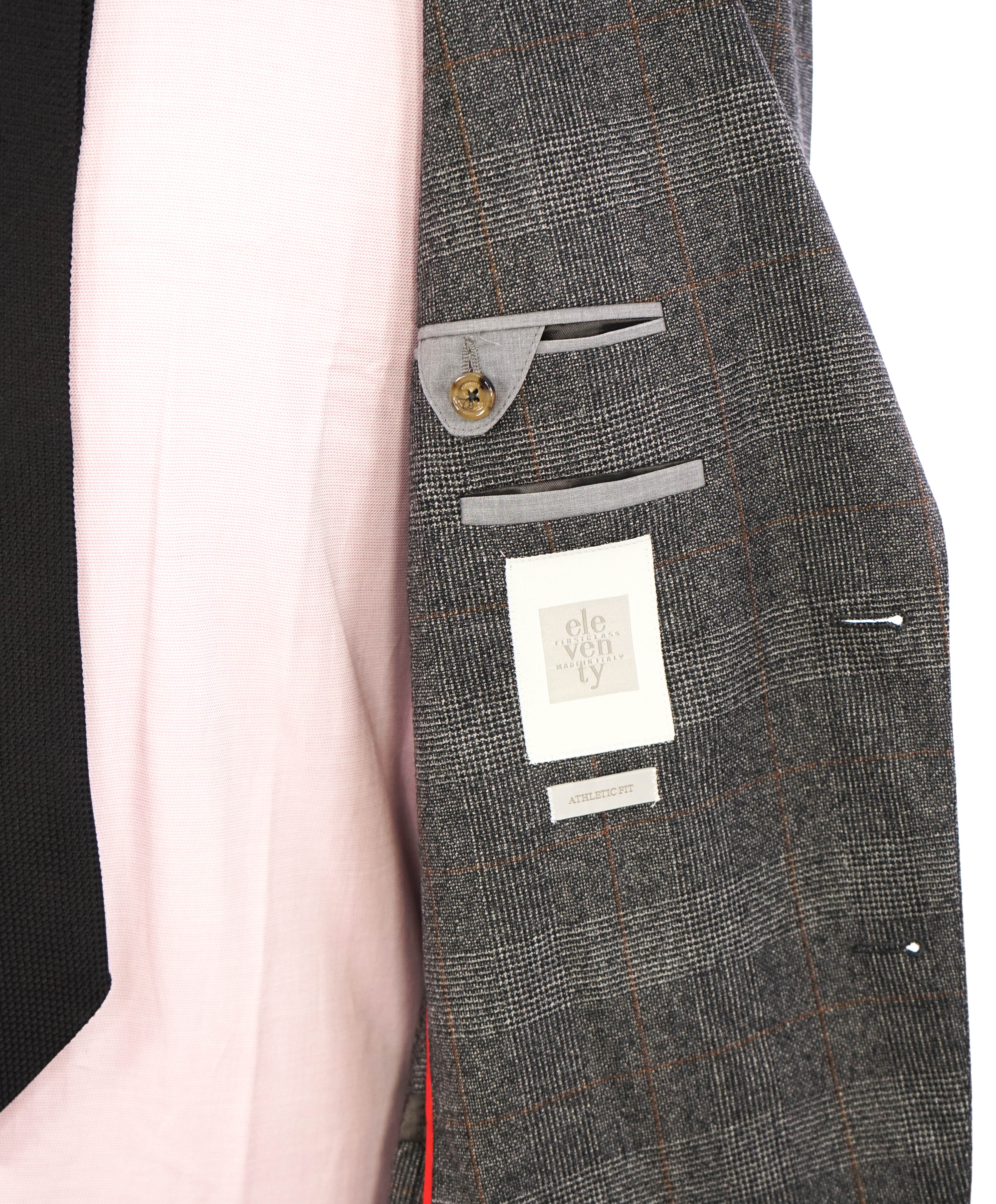 $1,995 ELEVENTY - Prince of Wales Check Gray & Subtle Brown Suit - 42 (52 EU)