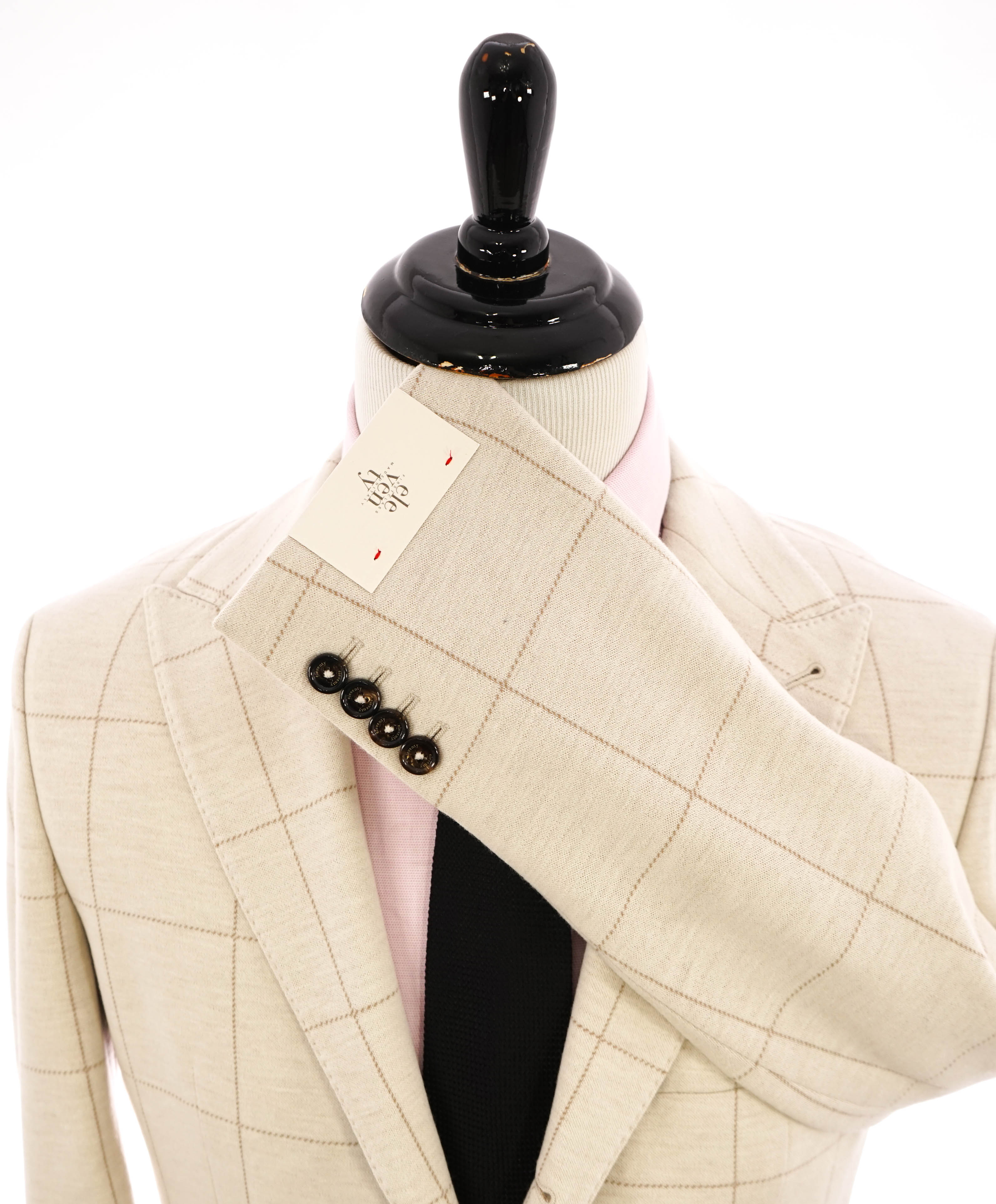 $1,495 ELEVENTY - Windowpane Beige & Ivory Sweater Jacket Blazer - 40US (50 EU)