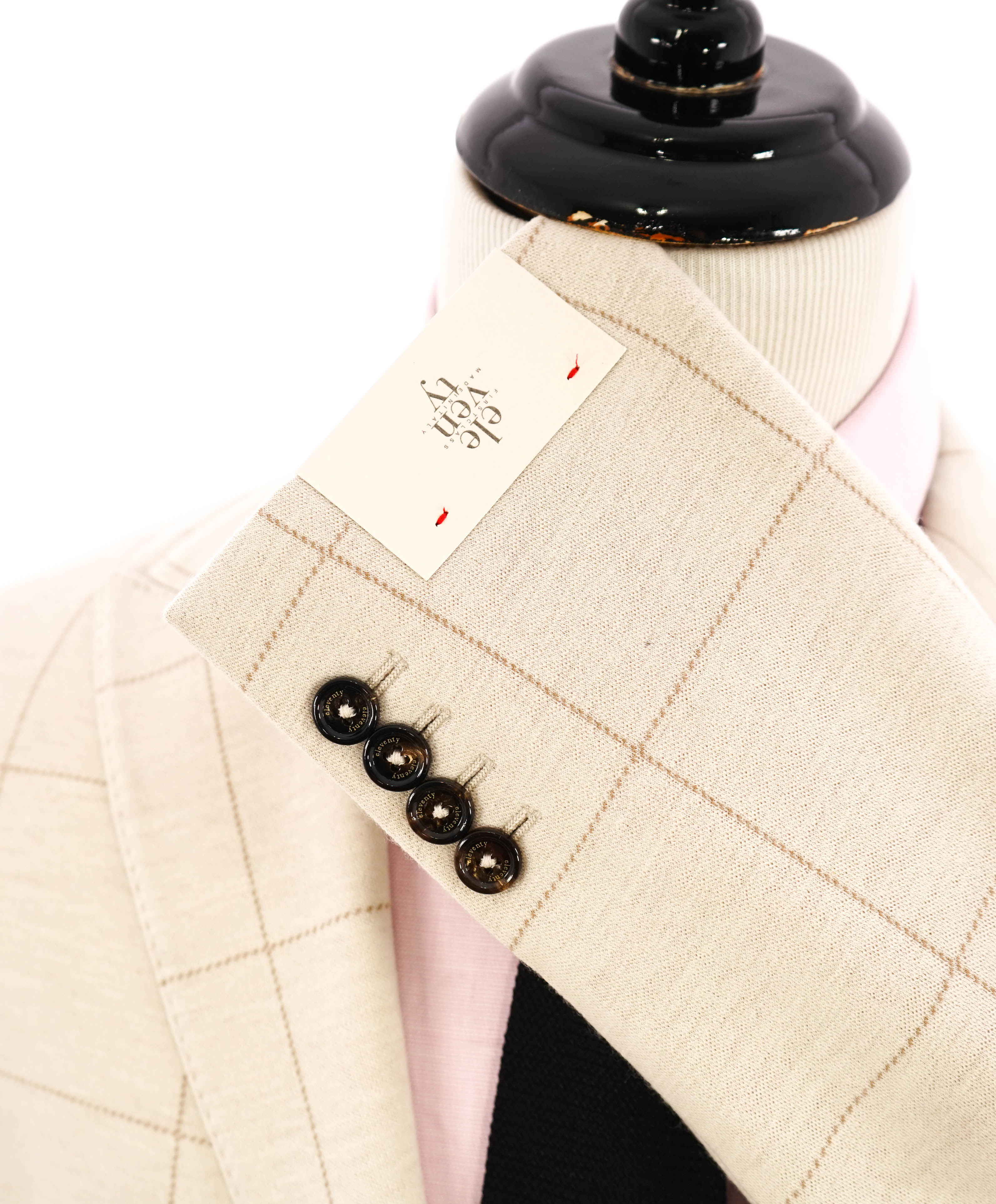 $1,495 ELEVENTY - Windowpane Beige & Ivory Sweater Jacket Blazer - 40US (50 EU)