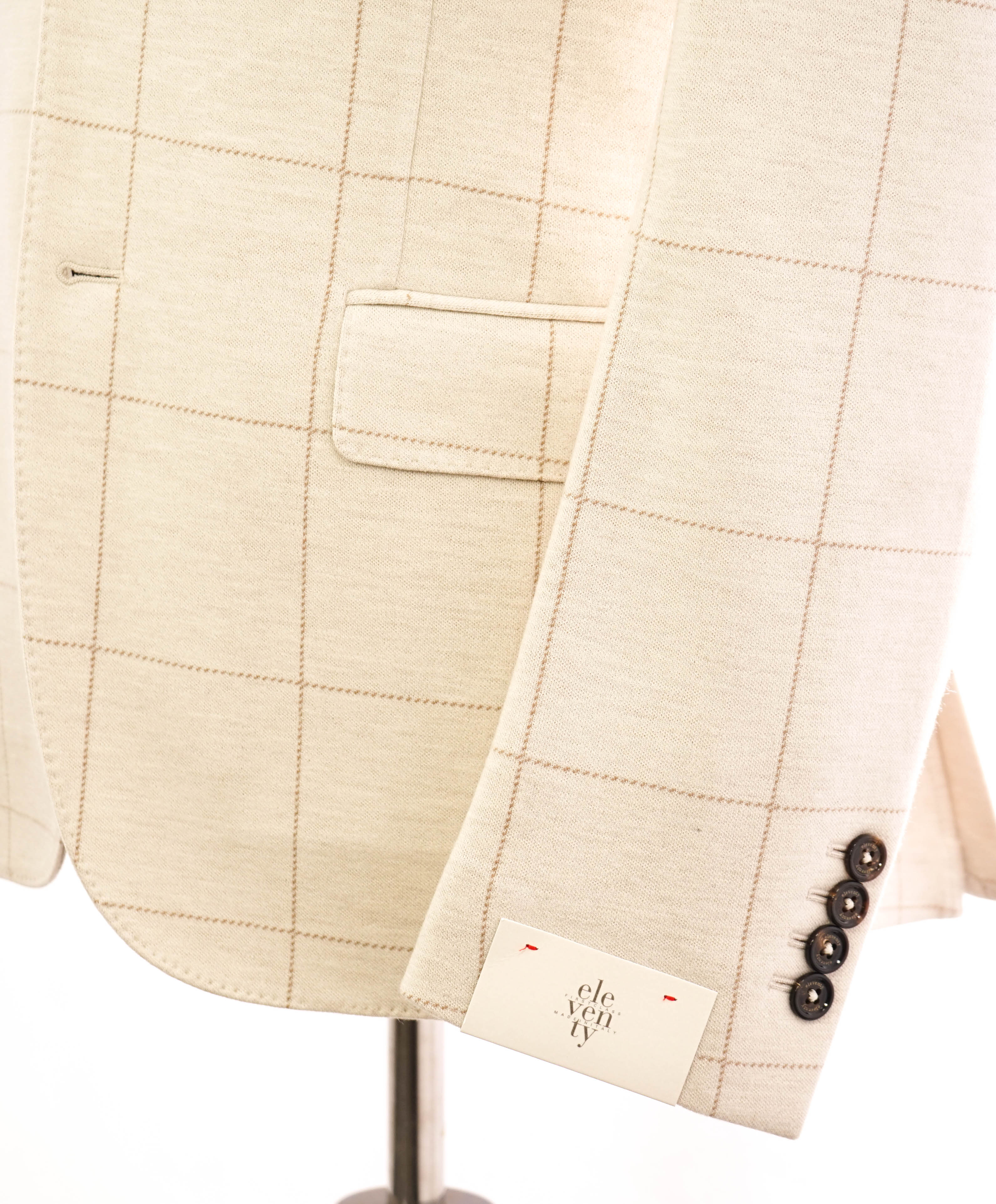 $1,495 ELEVENTY - Windowpane Beige & Ivory Sweater Jacket Blazer - 40US (50 EU)