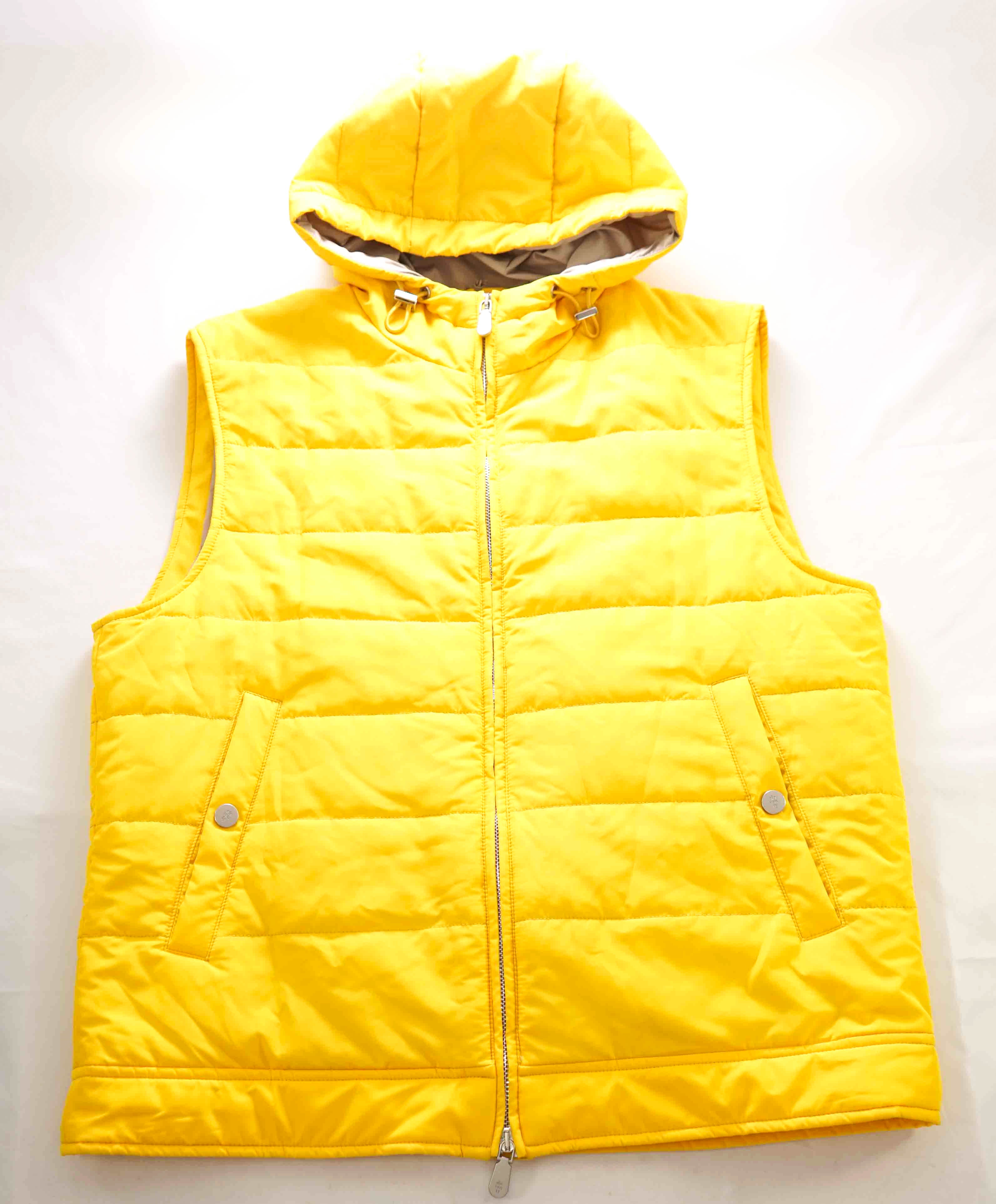 $745 ELEVENTY - Yellow Quilted Insulated Puffer Coat Vest W Hood - 40R (M)