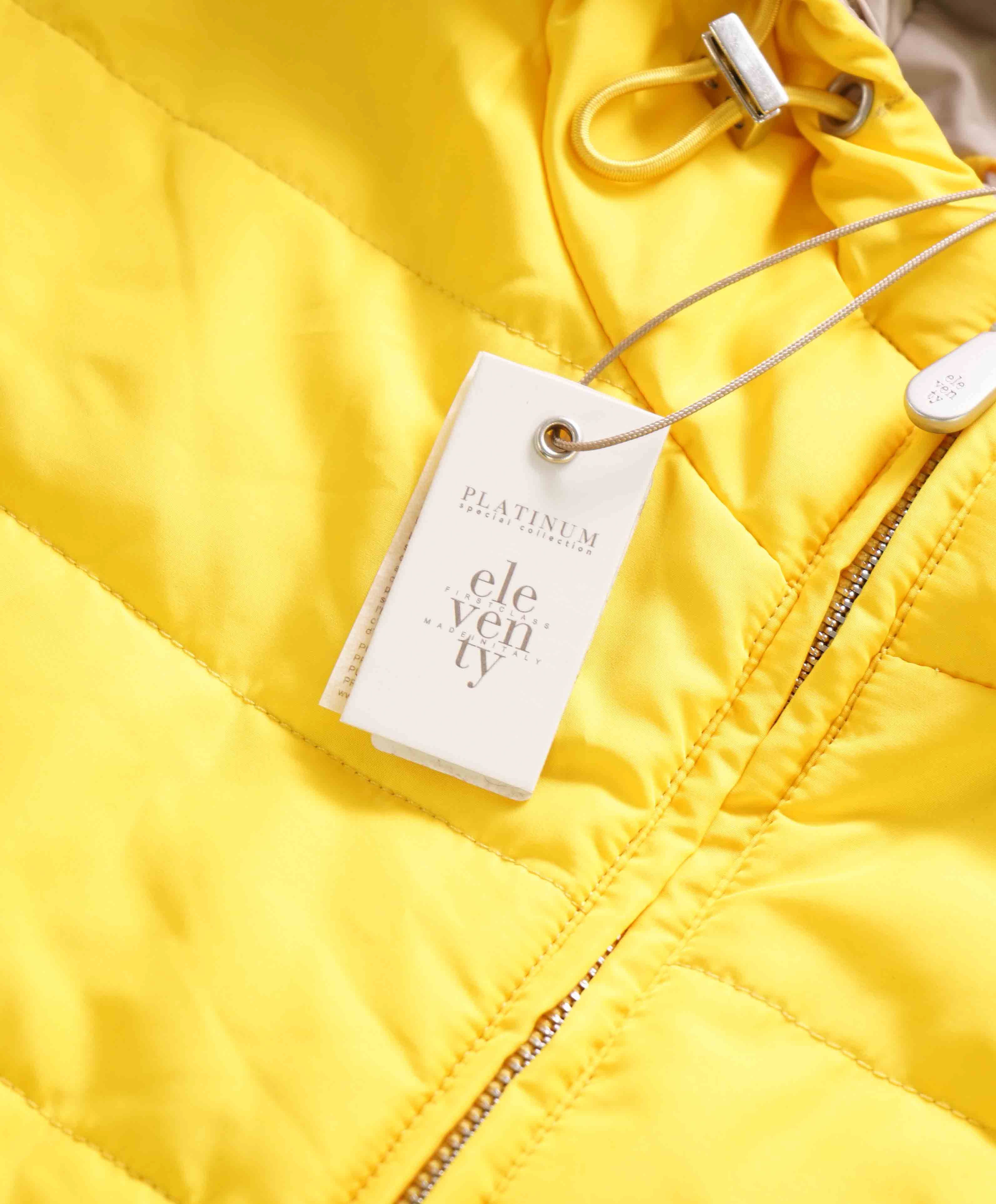 $745 ELEVENTY - Yellow Quilted Insulated Puffer Coat Vest W Hood - 40R (M)