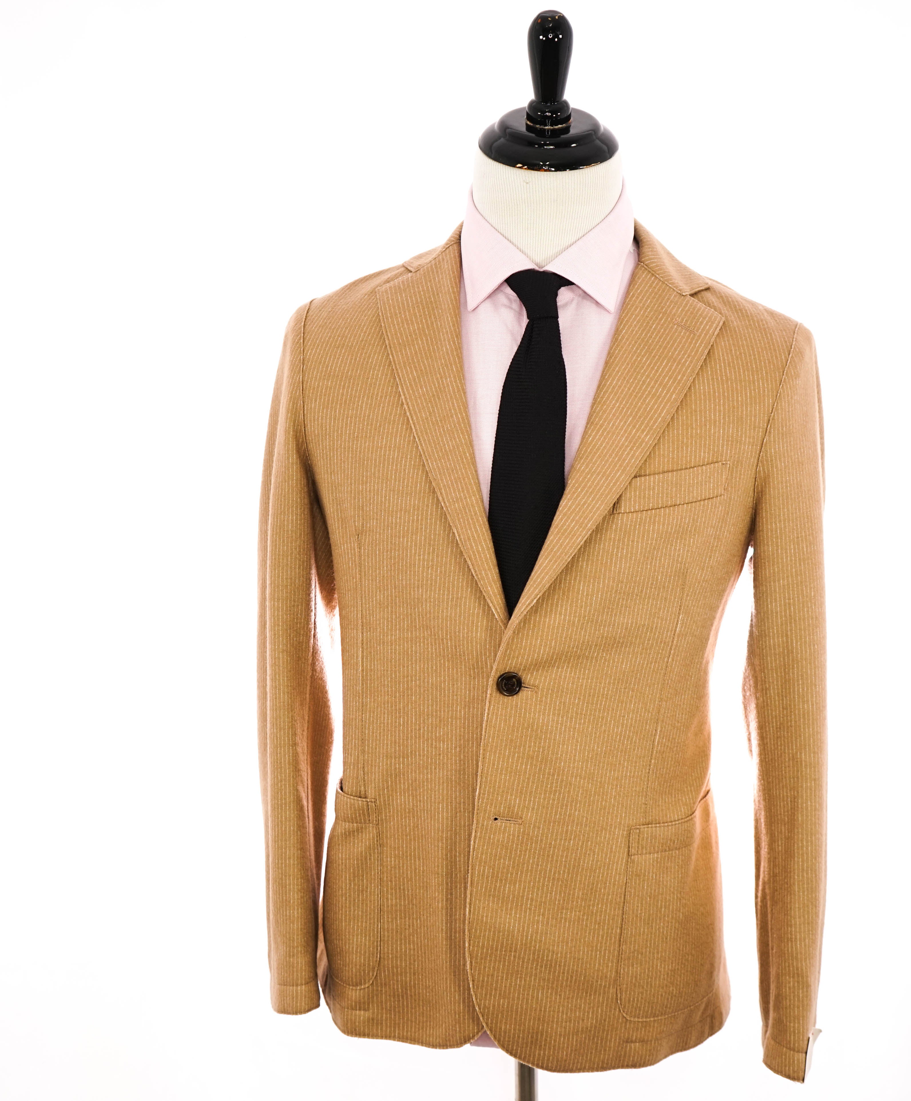 ELEVENTY - Camel Micro Stripe Wool & Cotton Notch Blazer - 40 (50 EU)