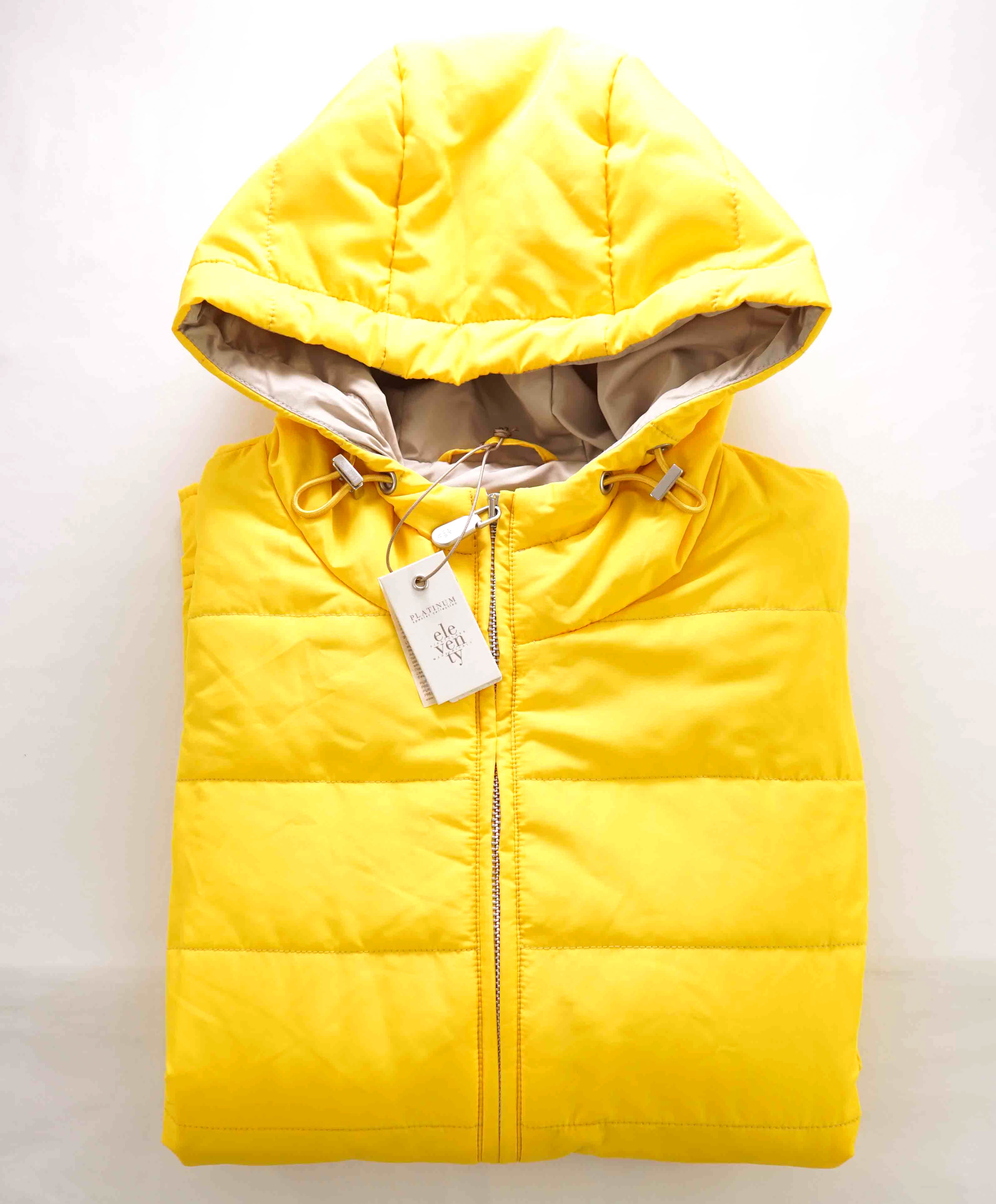 $745 ELEVENTY - Yellow Quilted Insulated Puffer Coat Vest W Hood - 40R (M)