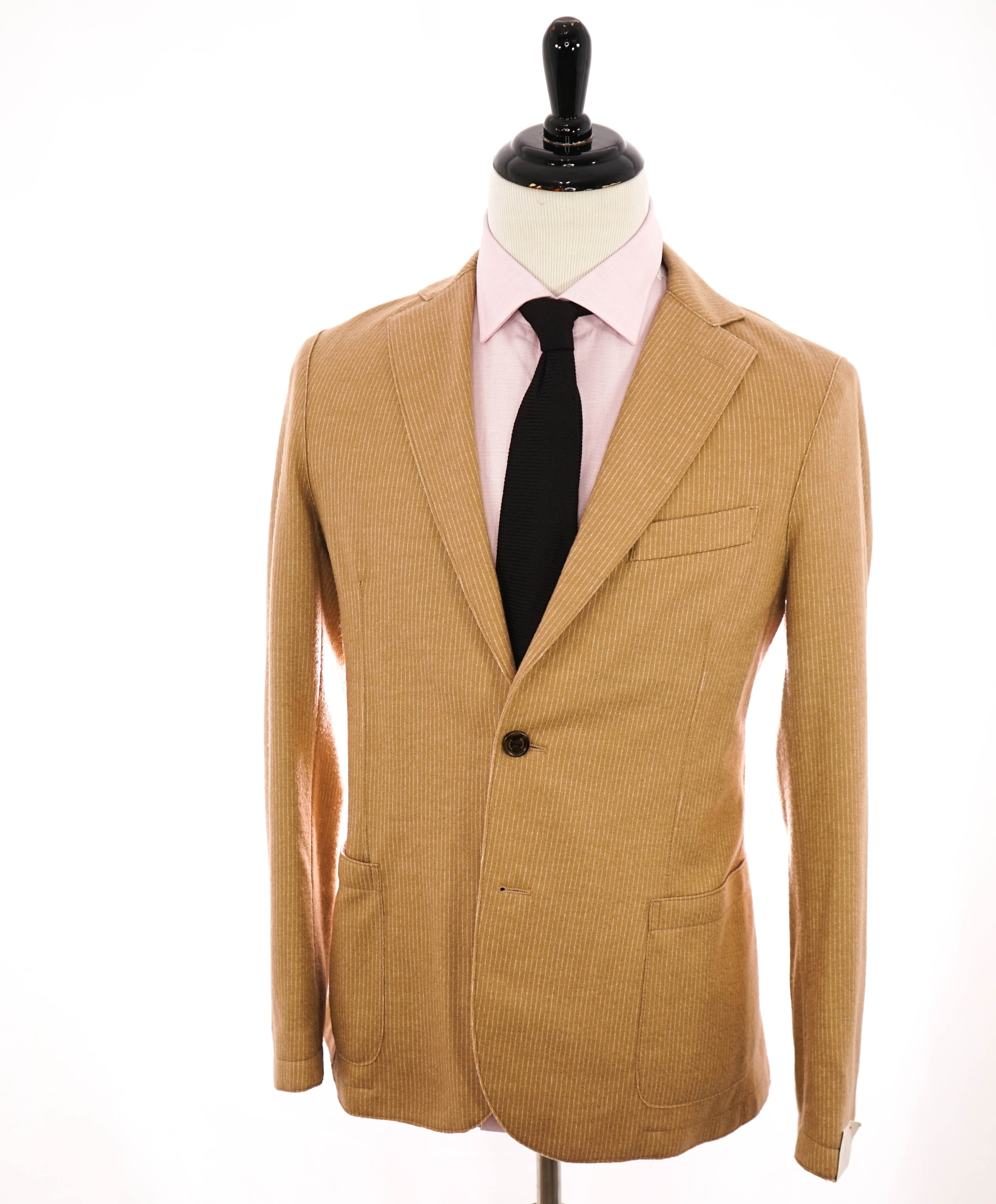 ELEVENTY - Camel Micro Stripe Wool & Cotton Notch Blazer - 40 (50 EU)