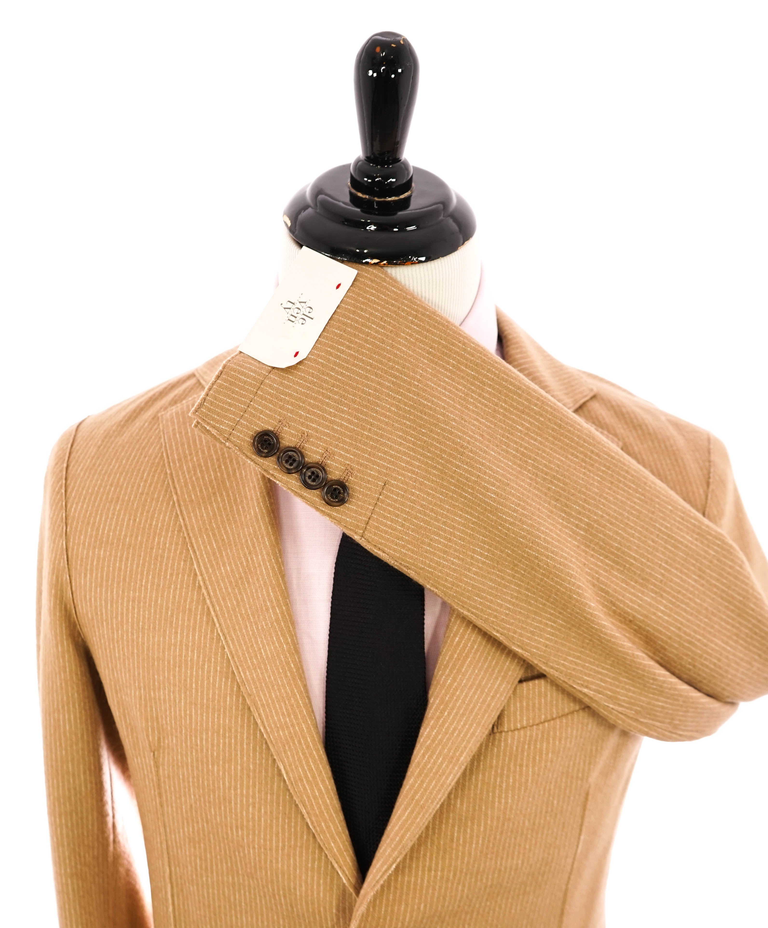 ELEVENTY - Camel Micro Stripe Wool & Cotton Notch Blazer - 40 (50 EU)