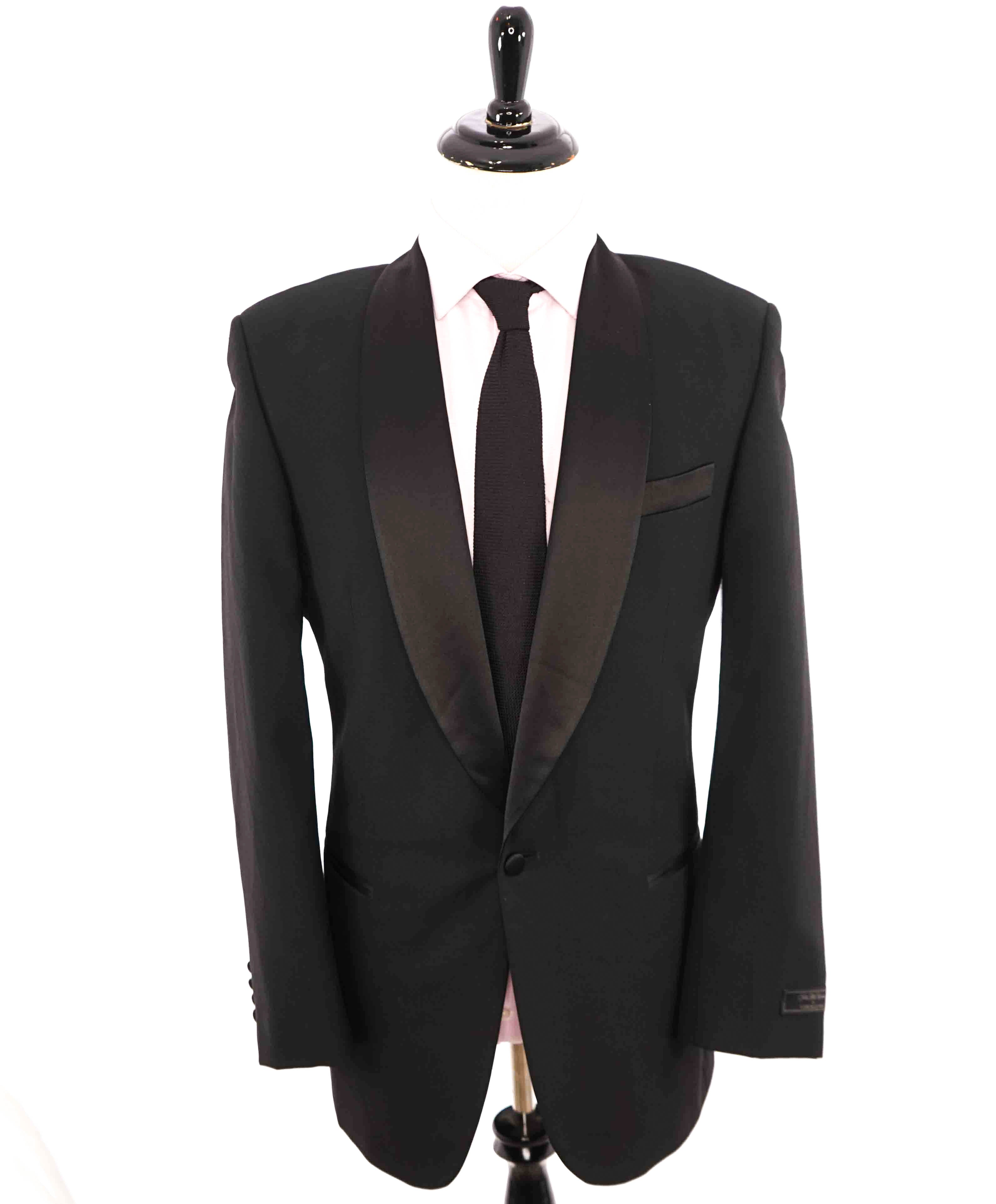 $1,095 SAMUELSOHN - SLIM Black Shawl Collar 1-Btn Dinner Jacket Blazer - 38R