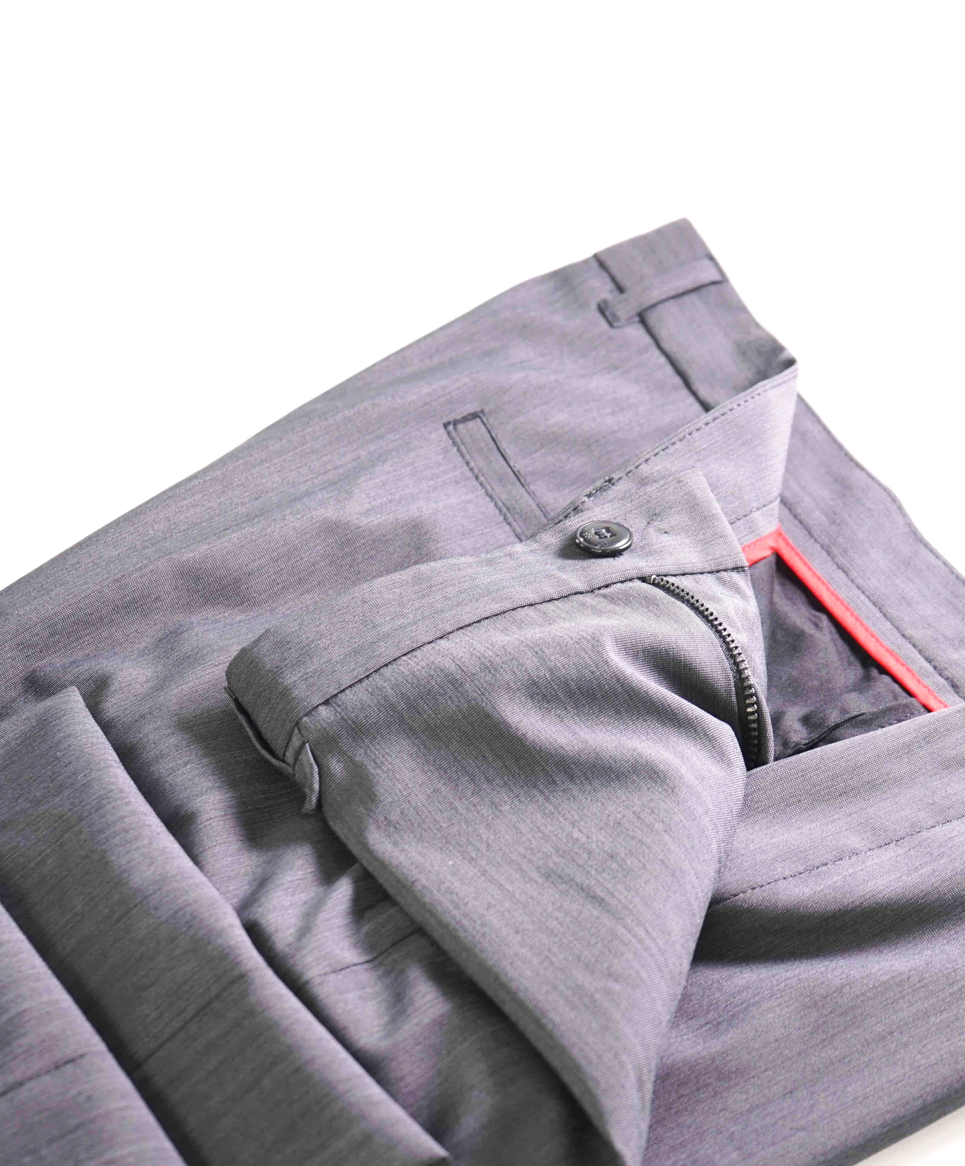 $295 HUGO BOSS - Gray PERFORMANCE STRETCH Flat Front Dress Pants - 34W