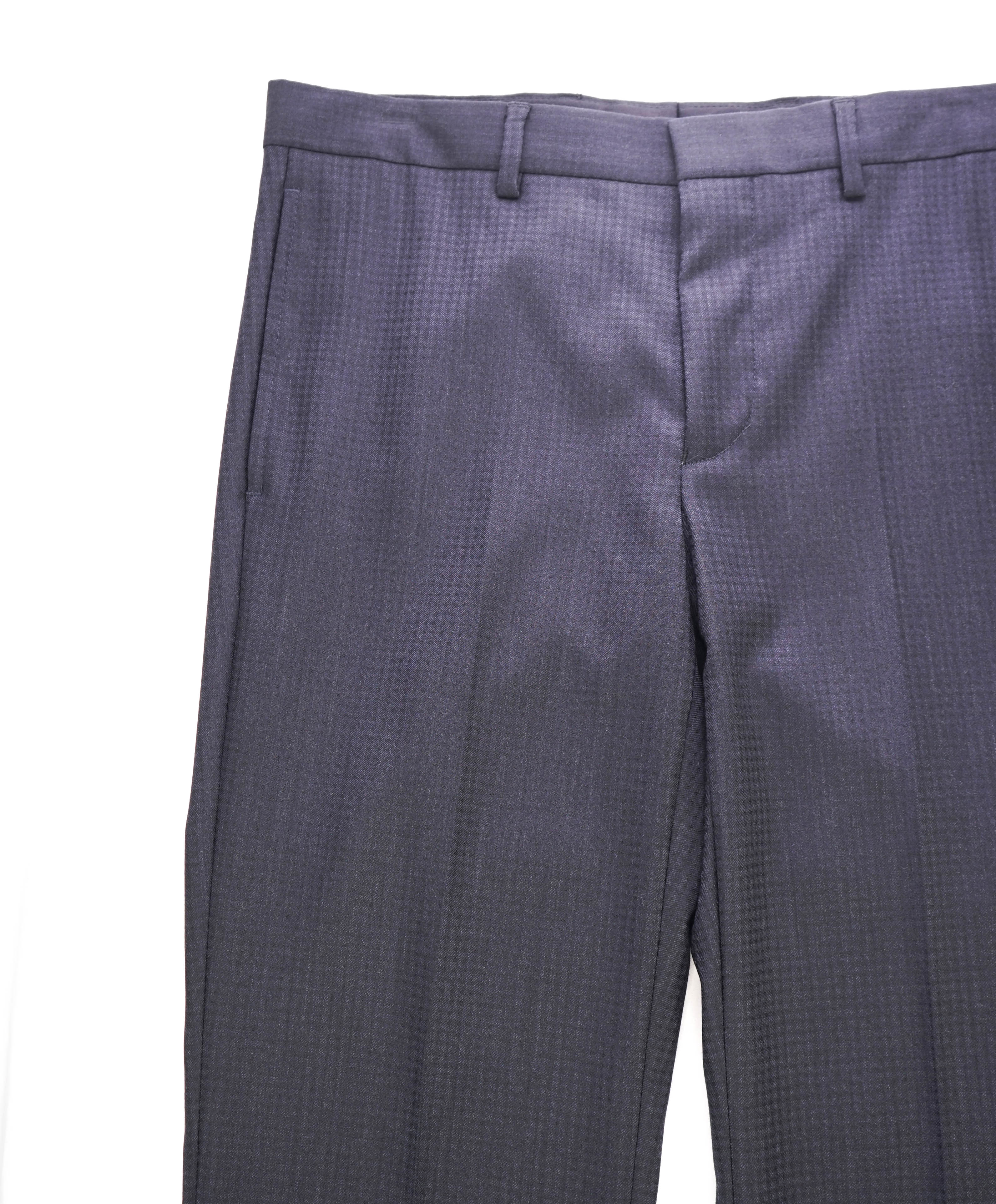 GIVENCHY - PARIS Gray Tonal Check Wool Flat Front Dress Pants - 32W