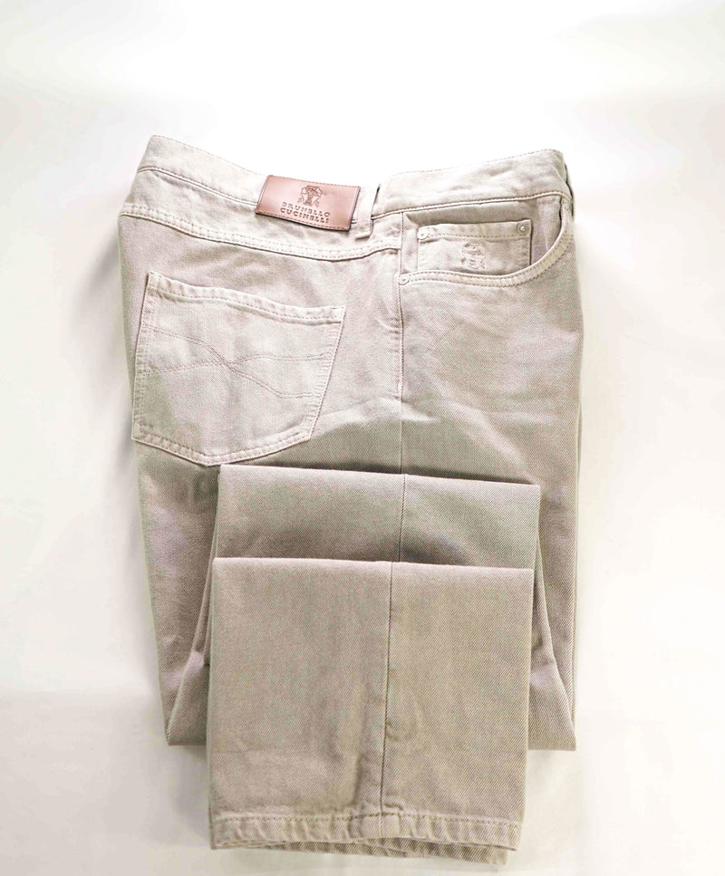 $720 BRUNELLO CUCINELLI -NWD 5-Pocket Beige Jeans Leather Tag- 36W (52EU)