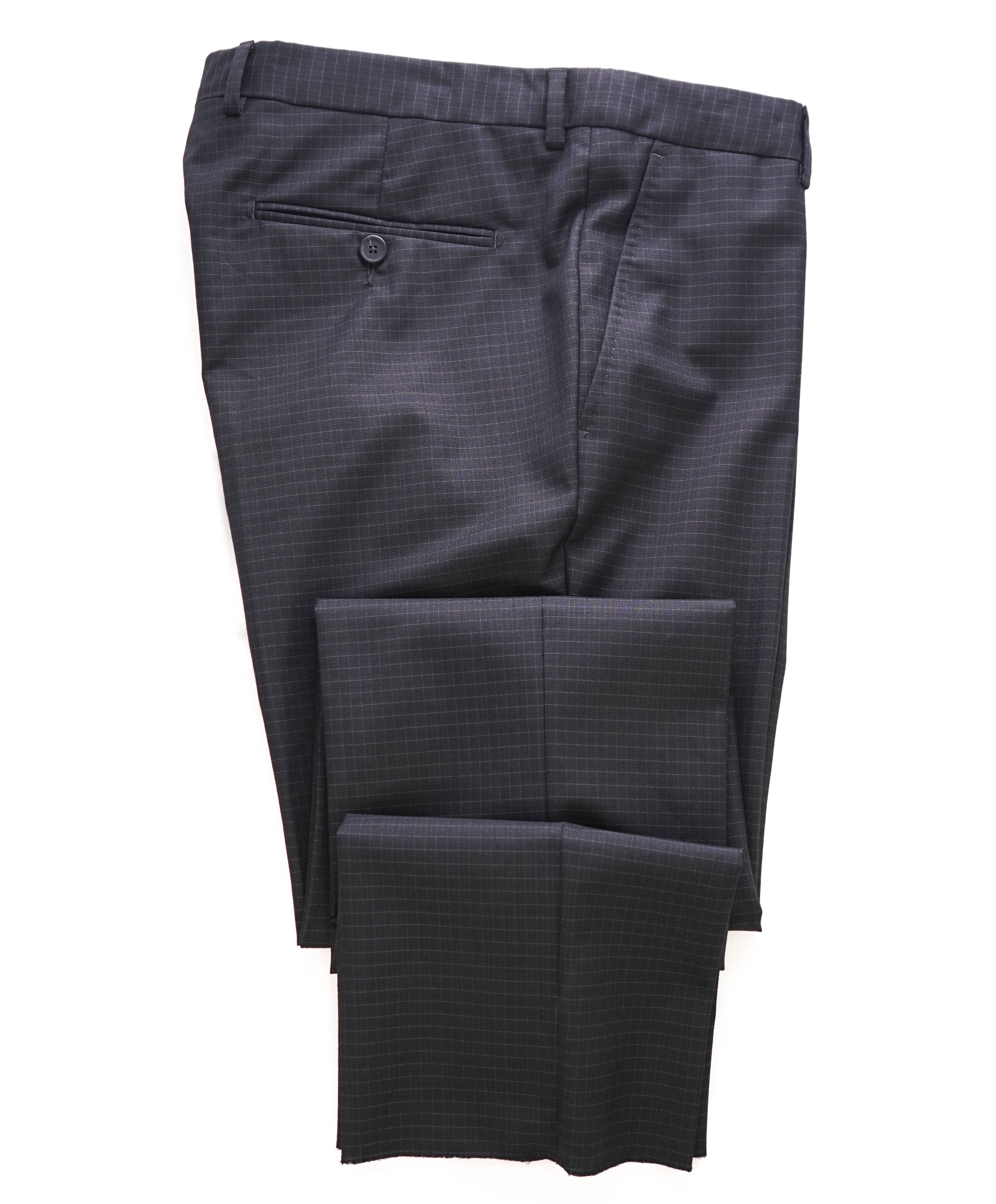 Z ZEGNA - Gray Check Windowpane Flat Front Wool Dress Pants - 34W