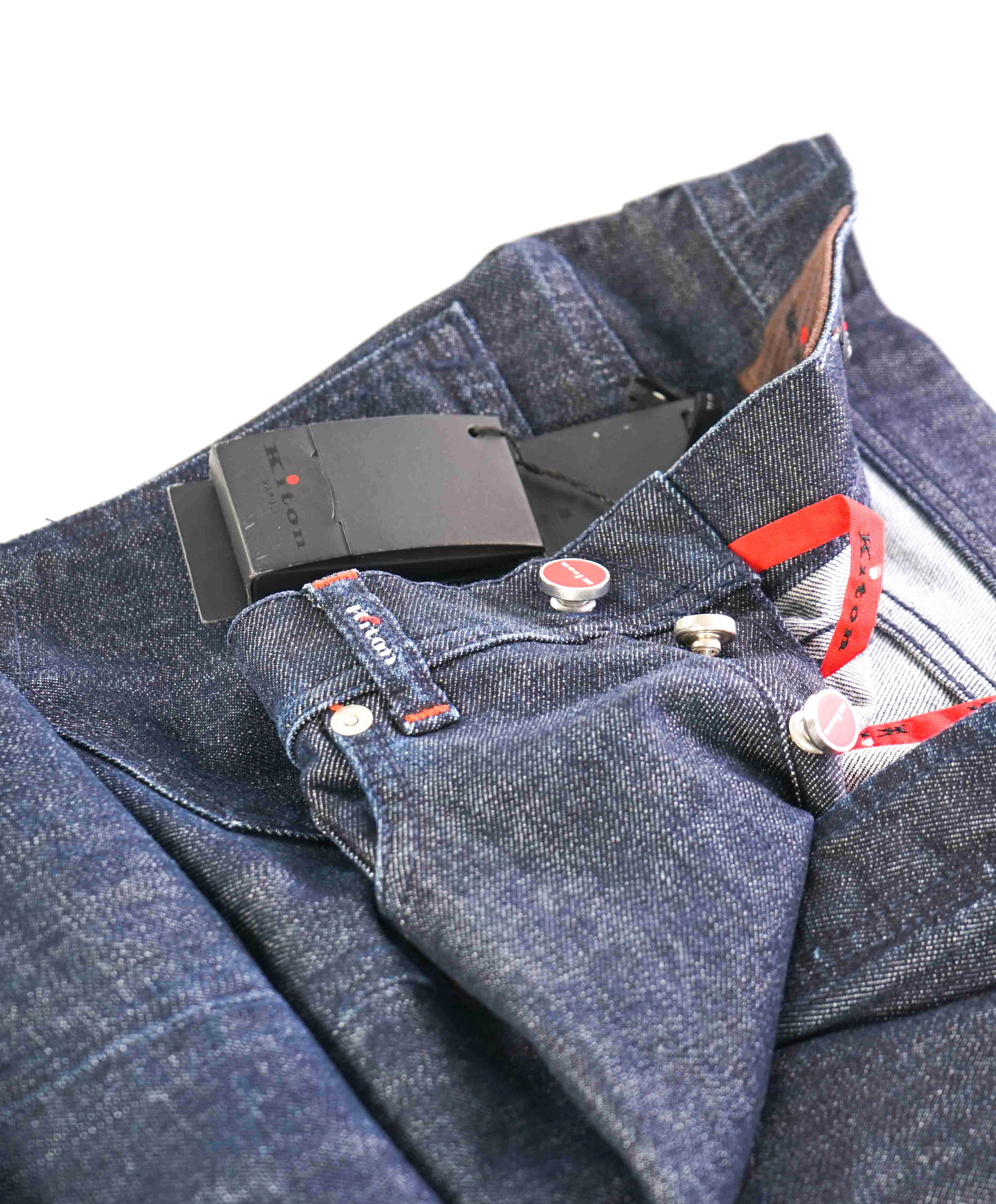 $1,395 KITON - LOGO TAG & BUTTONS 5-Pocket Jeans Pants - 32W