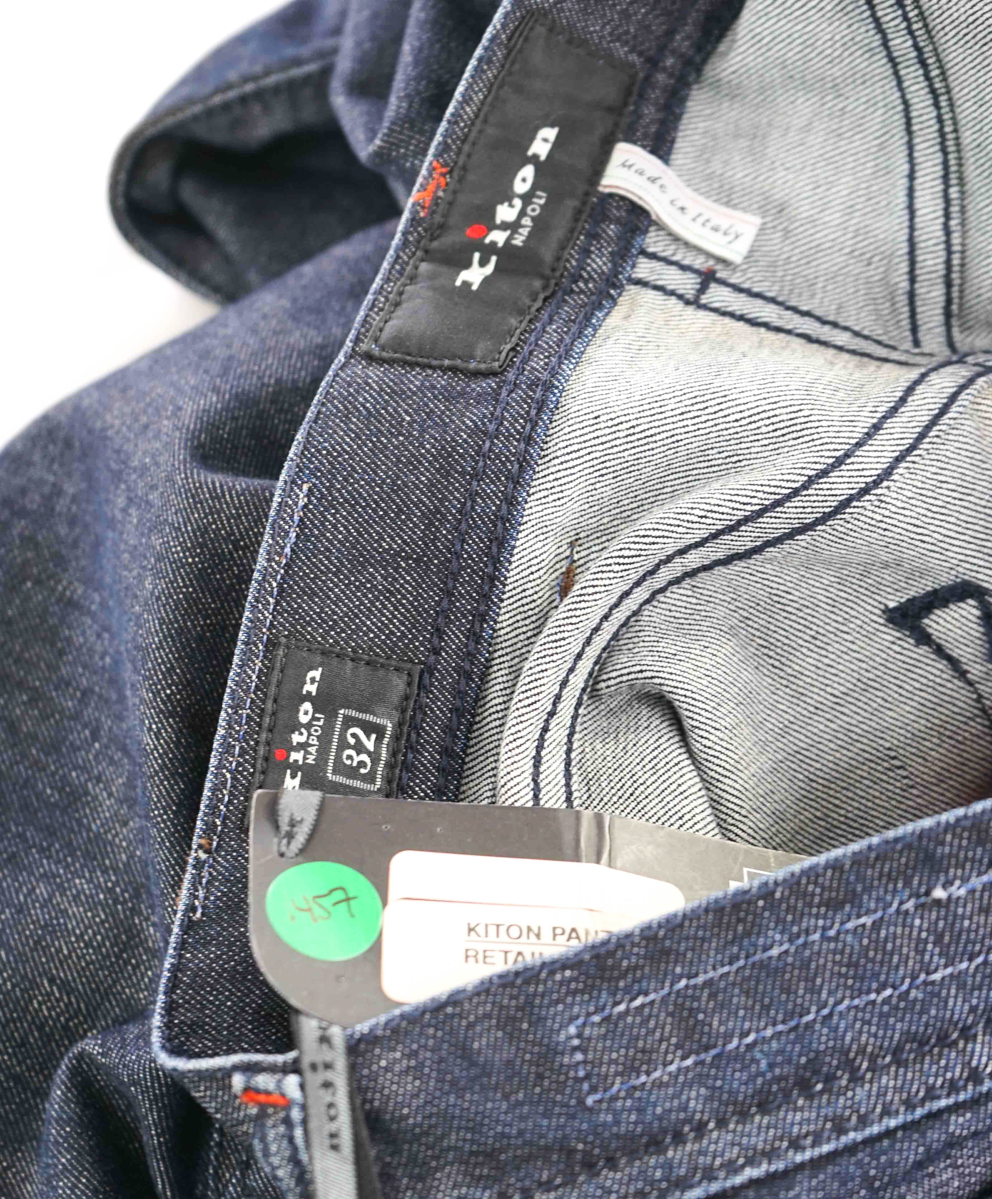 $1,395 KITON - LOGO TAG & BUTTONS 5-Pocket Jeans Pants - 32W