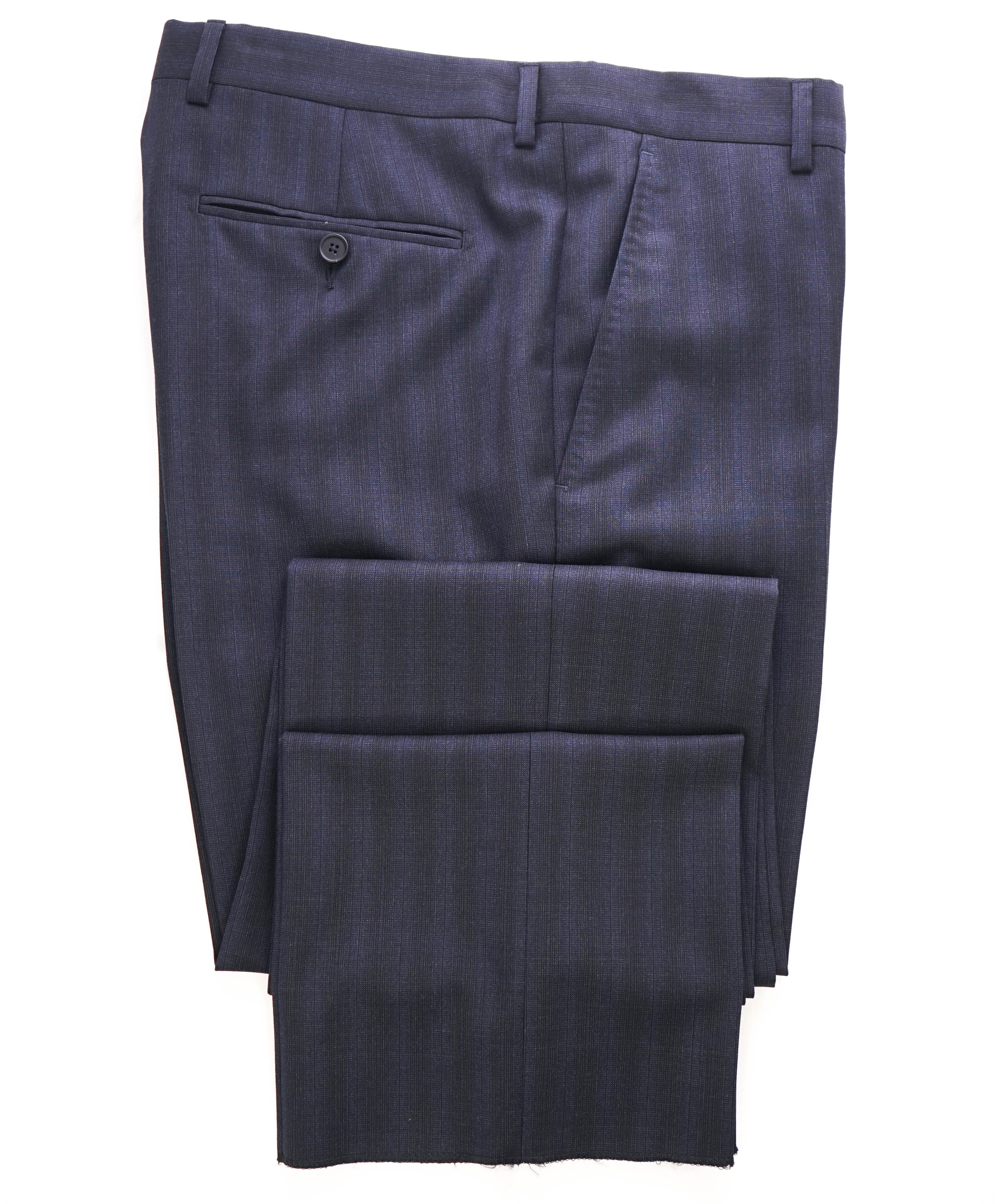 Z ZEGNA - Blue & Gray Check Plaid Flat Front Wool Dress Pants - 32W