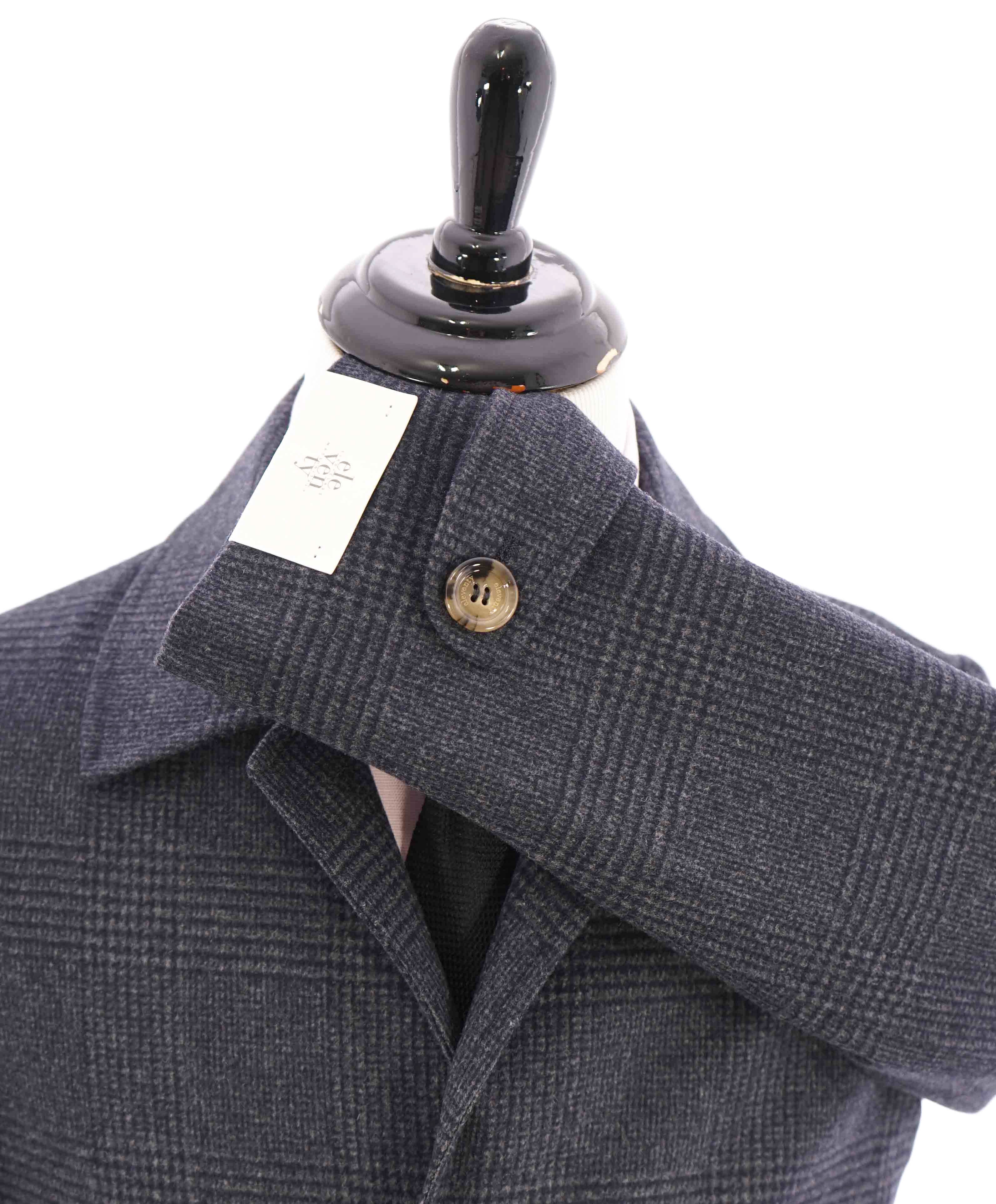 $1,595 ELEVENTY - Gray Check Plaid Essential Wool Top Coat - 40 US (50EU)