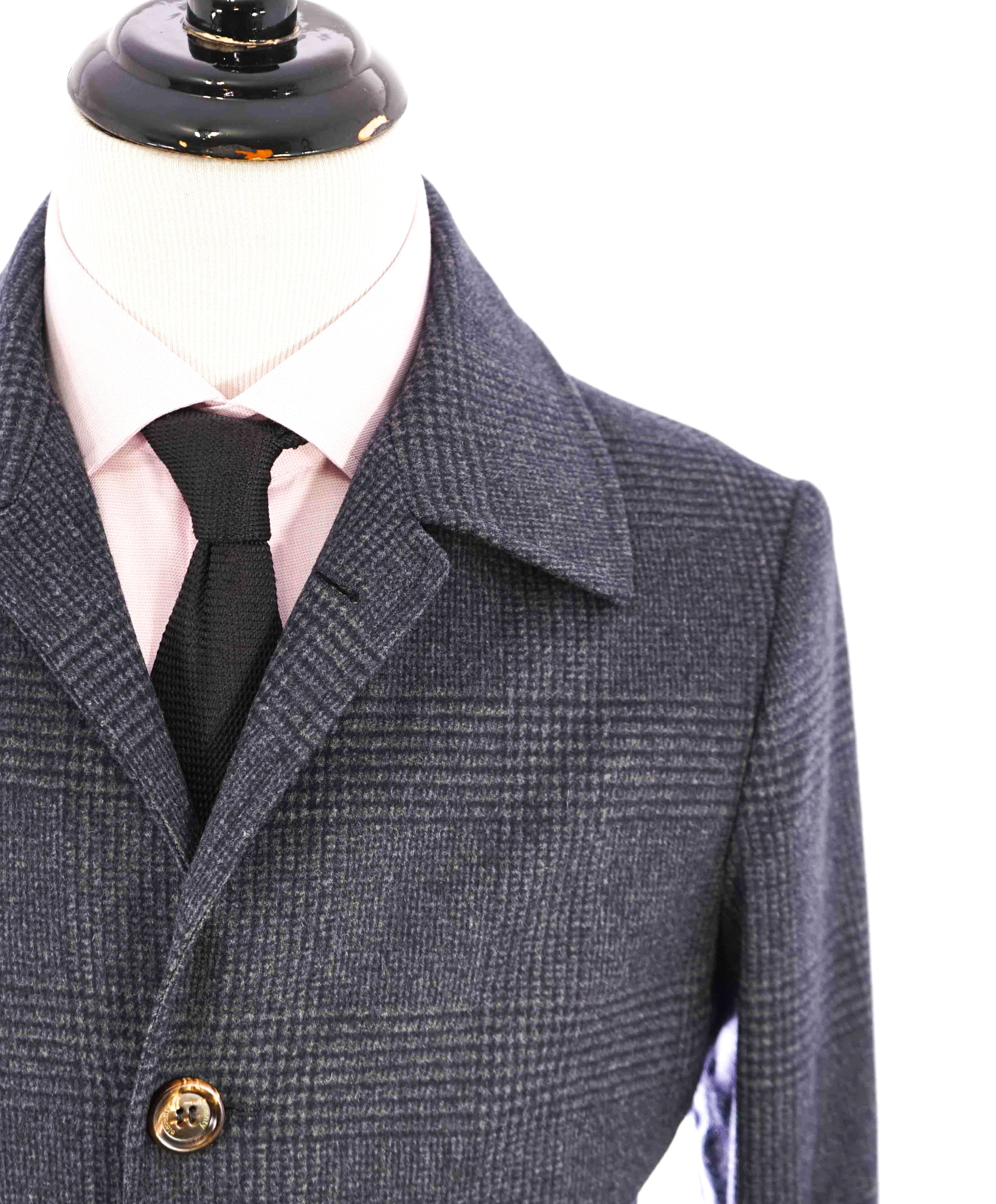 $1,595 ELEVENTY - Gray Check Plaid Essential Wool Top Coat - 40 US (50EU)