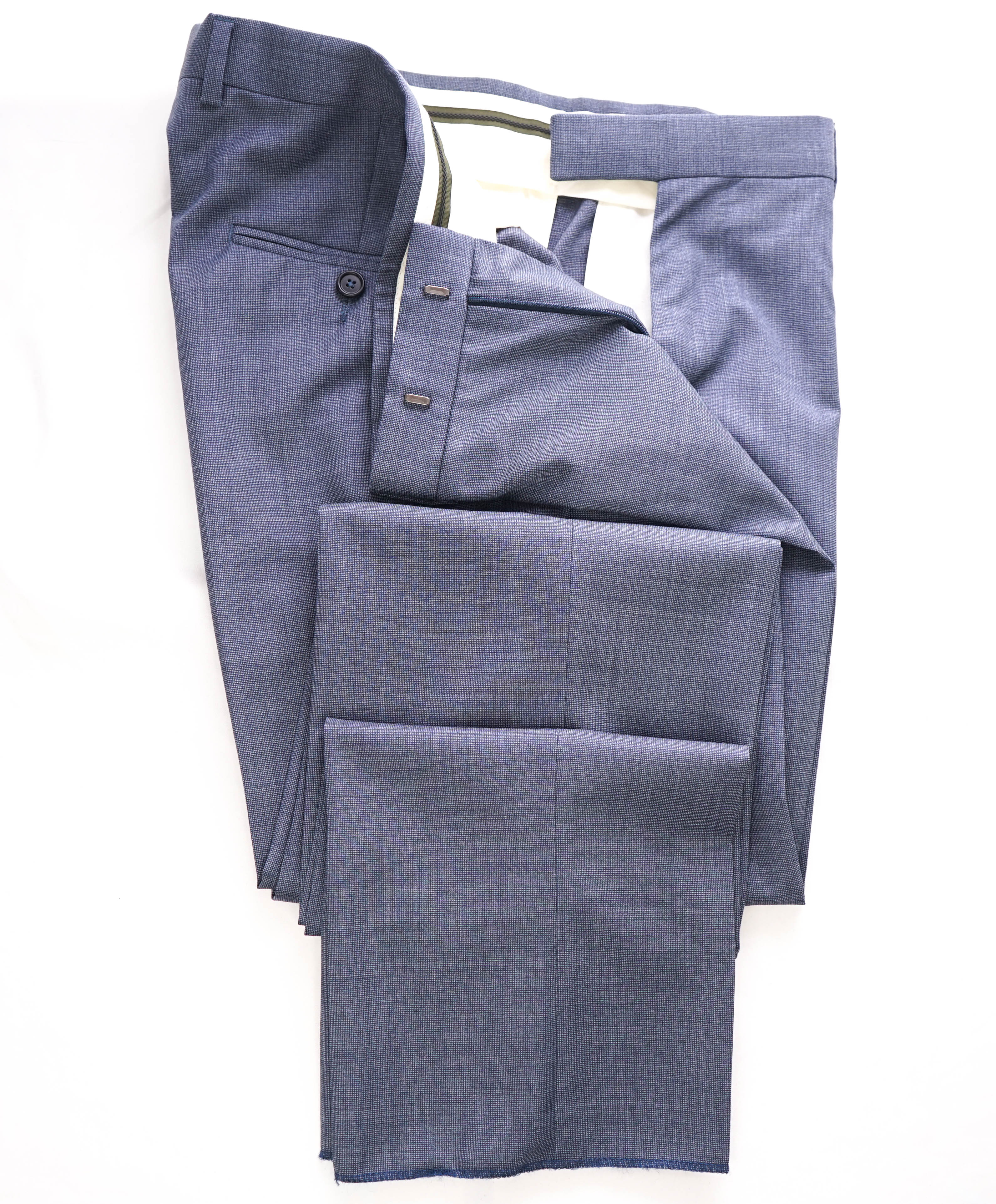 Z ZEGNA - Pastel Baby Blue "Pindot" Flat Front Wool Dress Pants - 34W