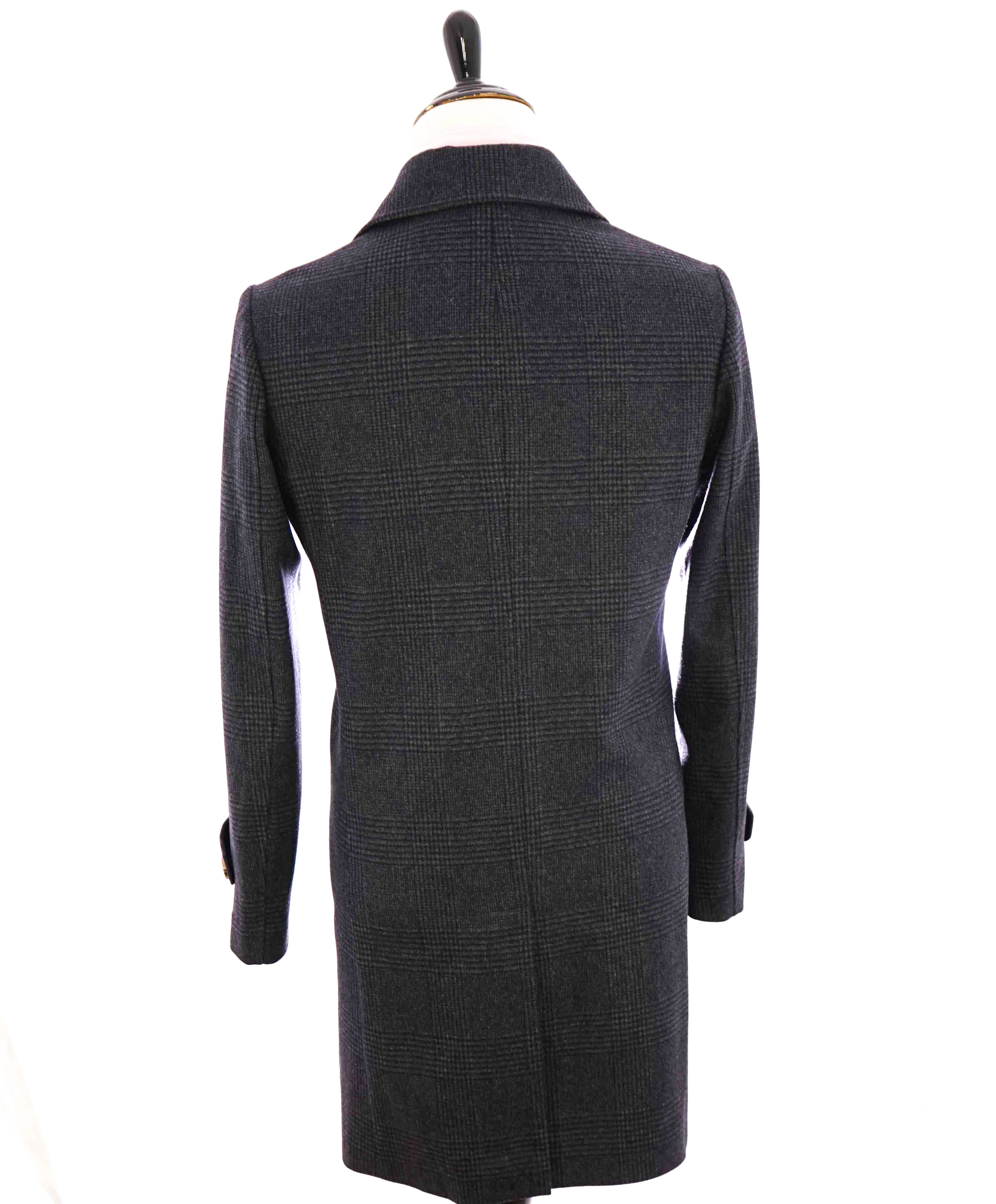 $1,595 ELEVENTY - Gray Check Plaid Essential Wool Top Coat - 40 US (50EU)